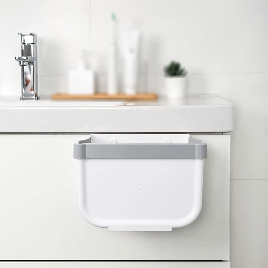 Foldable Wall-Mounted Kitchen Trash Can - Under Sink Hanging Garbage Bin for Cabinet Door, Countertop & Bathroom - Space Saving Household Waste Bin for Kitchen, Living Room & Toilet Organization