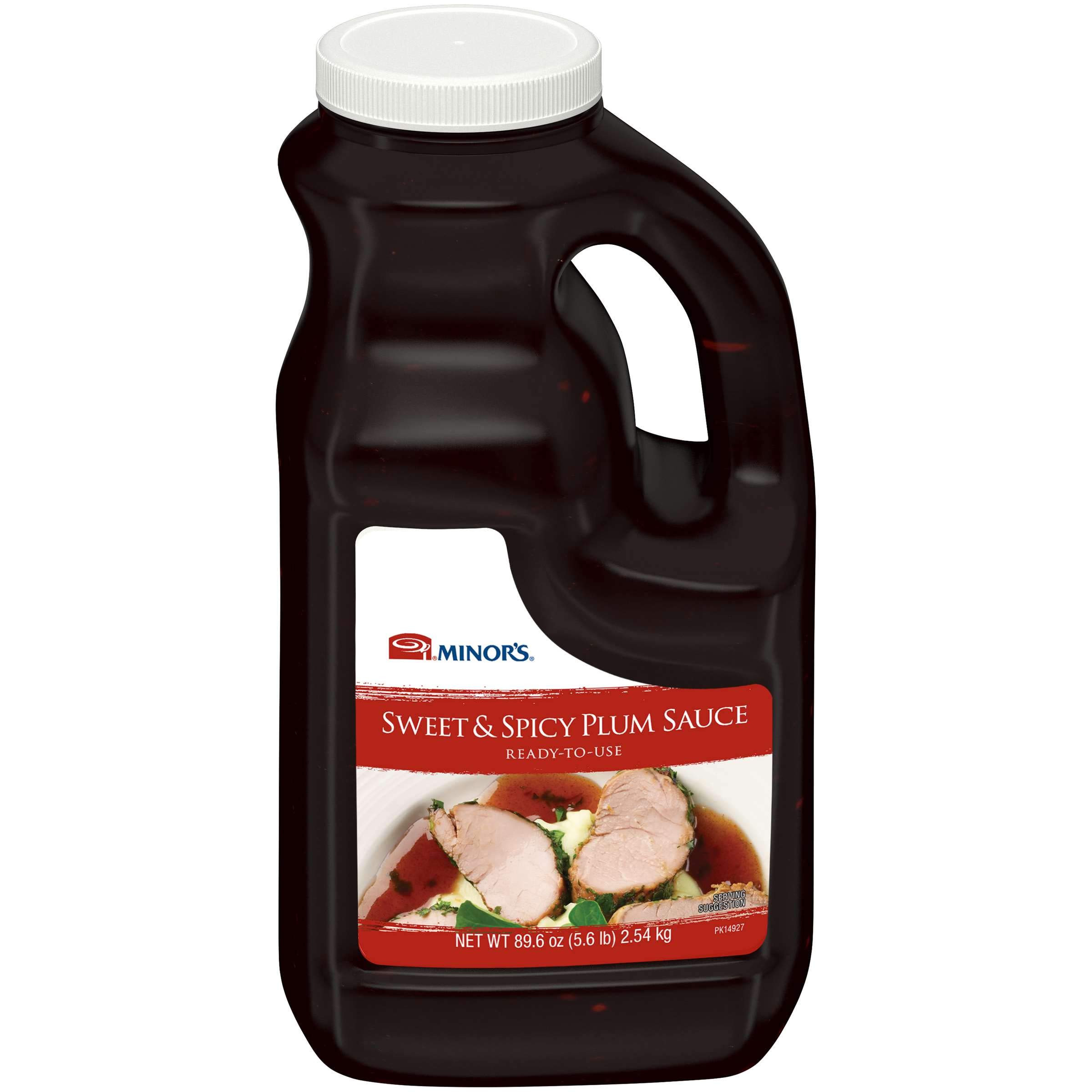 Minor's Vegan Sweet and Spicy Plum Sauce & Marinade - Wasabi Flavor, 5 lb 9.6 oz Bulk Pack (4 Jugs) - Perfect for Asian Cooking, BBQ Glazing & Vegan Dipping Sauces