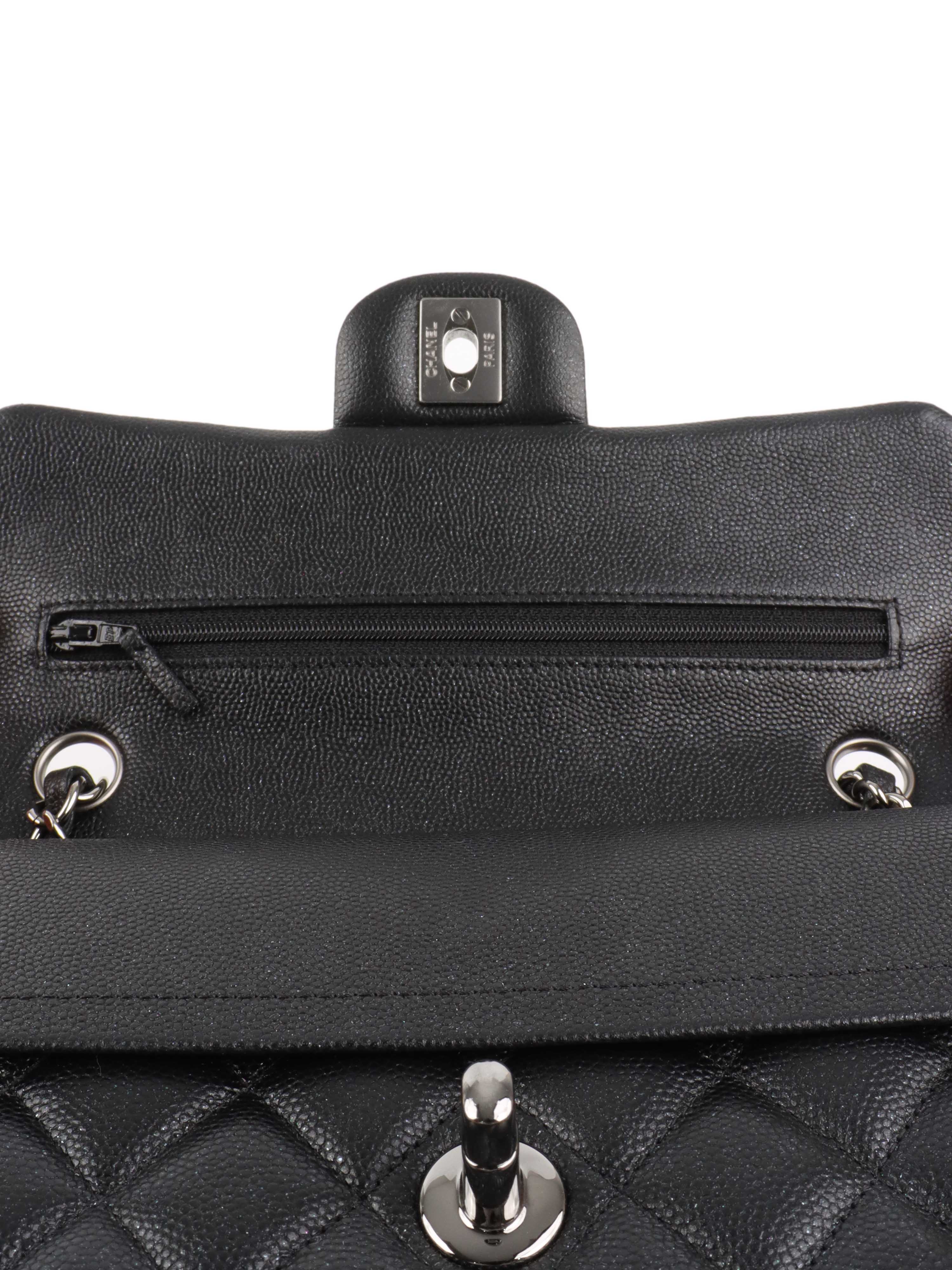 Chanel Small Black Iridescent Caviar Classic Flap Bag with Silver Hardware - Luxury Crossbody Purse for Women, Perfect for Evening Events & Date Nights