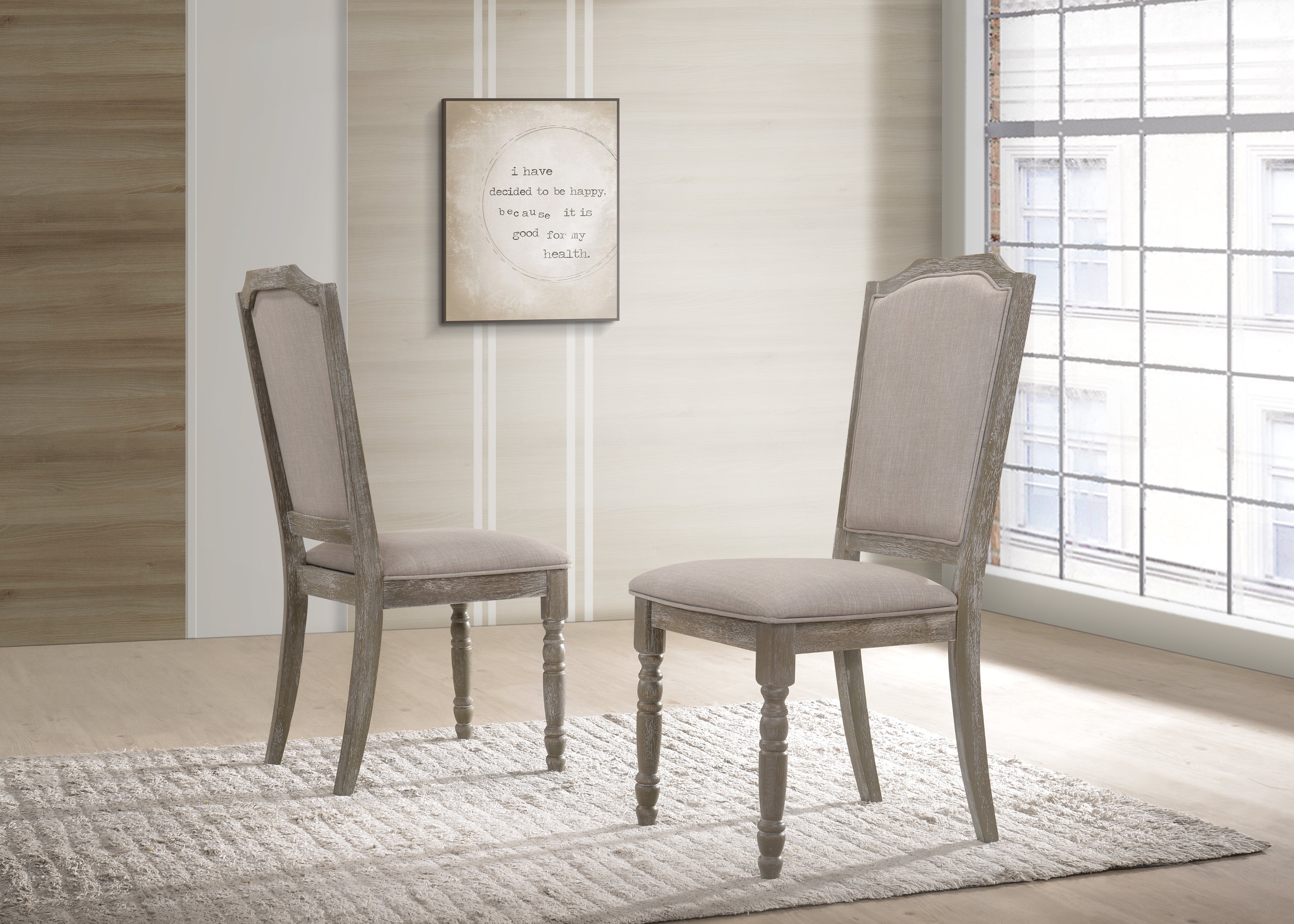 Roundhill Furniture Ferran Wood Pedestal Dining Chair Set of 2 - Reclaimed Gray Finish - Perfect for Farmhouse Dining Rooms, Kitchen Tables & Breakfast Nooks