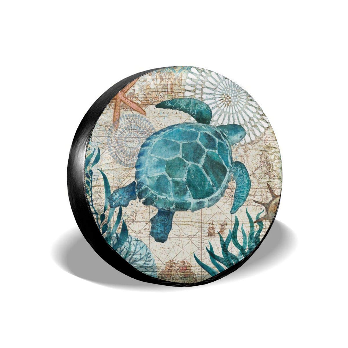 Premium 14-17 Inch Spare Tire Cover with Sea Turtle Design - UV Resistant, Dustproof & Corrosion Proof for Jeep, Trailer, RV & Truck - Perfect for Outdoor Adventures & Road Trips