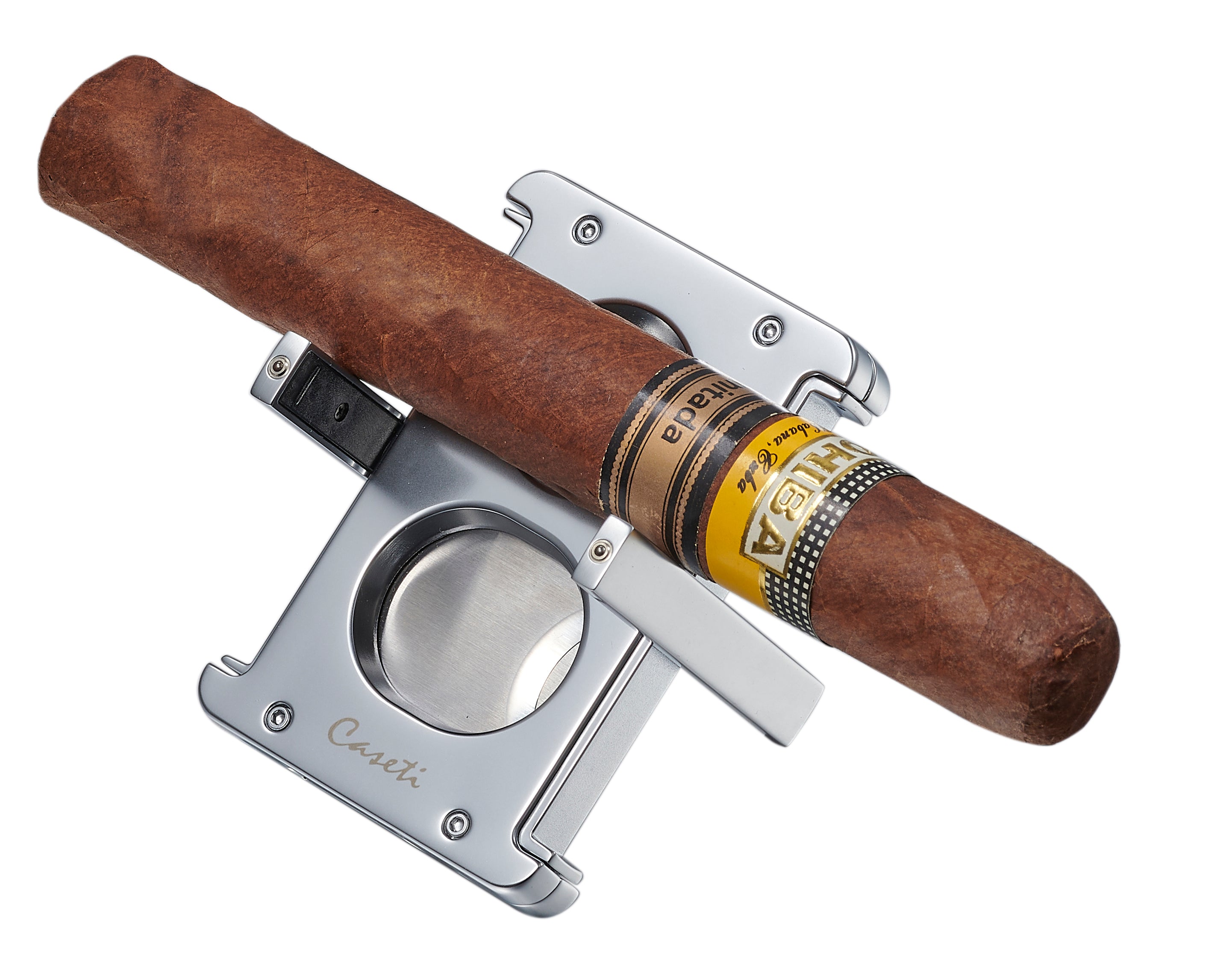 Premium Caseti Trident X 3-in-1 Cigar Cutter - Stainless Steel Chrome Finish for Perfect Cuts | Ideal for Cigar Enthusiasts & Gifts | Home, Office & Outdoor Use
