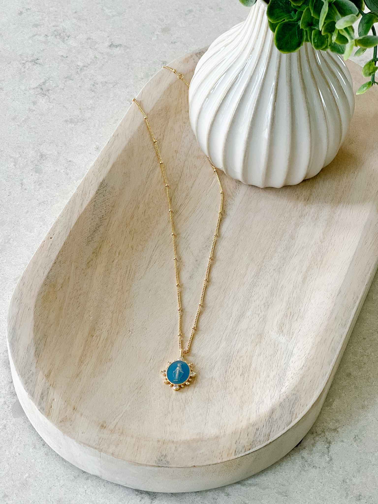 Lady Lourdes Necklace - Elegant French Blue Pendant for Women | Perfect for Daily Wear, Gifts & Special Occasions