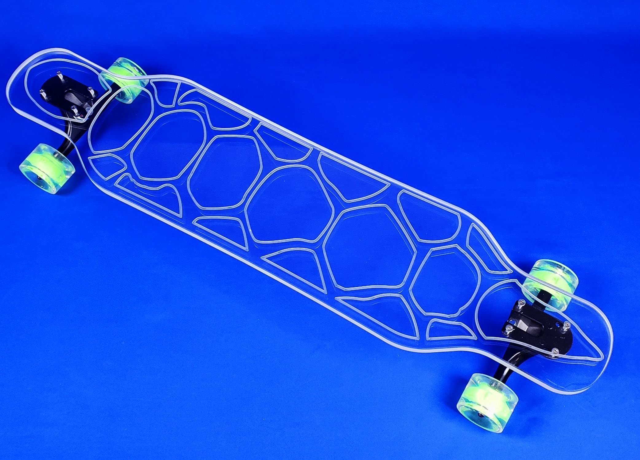 Ghost Originals Clear Longboard Skateboard for Adults, Teens & Kids - Light Up Wheels for Night Riding - Beginner to Advanced Cruising & Carving Board - Perfect for Commuting, Campus Travel & Downhill Fun