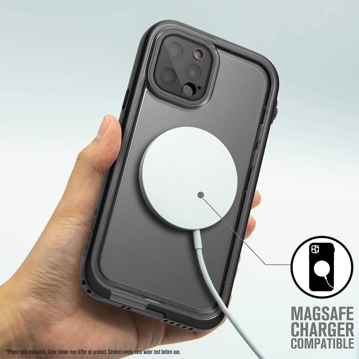Catalyst 33ft Waterproof iPhone 12 Pro Case - 6.6ft Drop Proof, Clear Back, Compatible with Crux Accessories (Black) - Perfect for Swimming, Hiking & Outdoor Adventures
