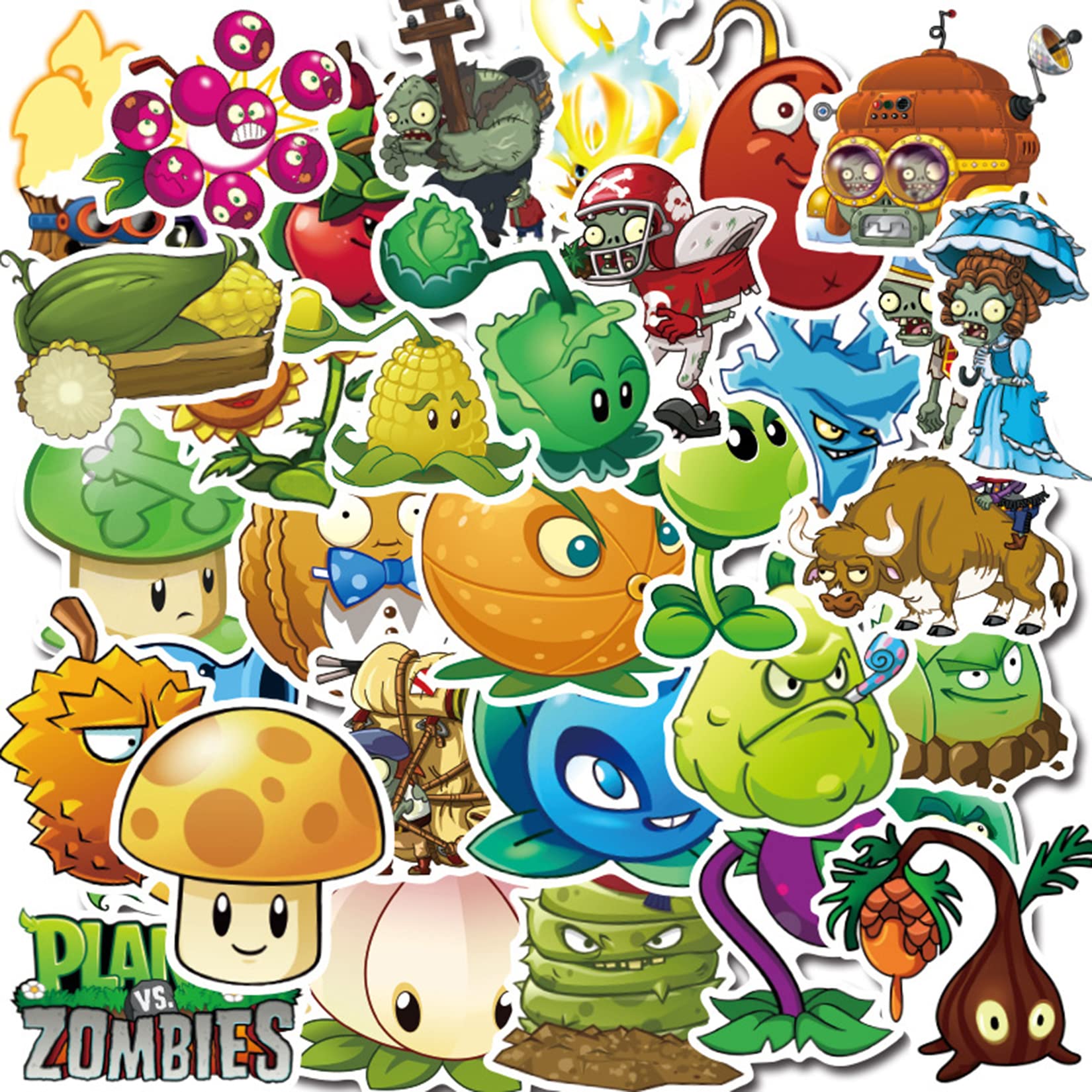 100Pcs Plants vs. Zombies Vinyl Stickers - Waterproof Decals for Laptops, Water Bottles, Skateboards, Phones - Fun Gifts for Kids, Teens & Girls - Durable for Travel & Outdoor Use - Perfect for School, Gaming & DIY Decor