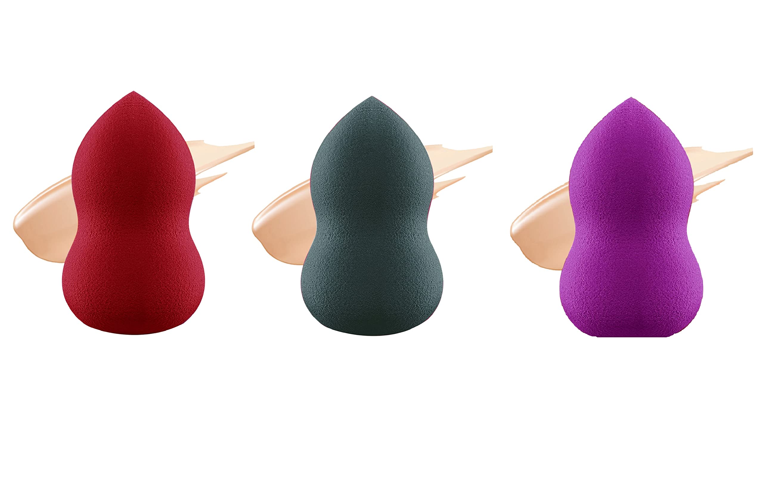 Colors Queen 3-Piece Professional Makeup Sponge Set - Beauty Blender for Flawless Foundation Application (Multicolor) | Perfect for Liquid, Cream & Powder Cosmetics | Home & Travel Makeup Essentials