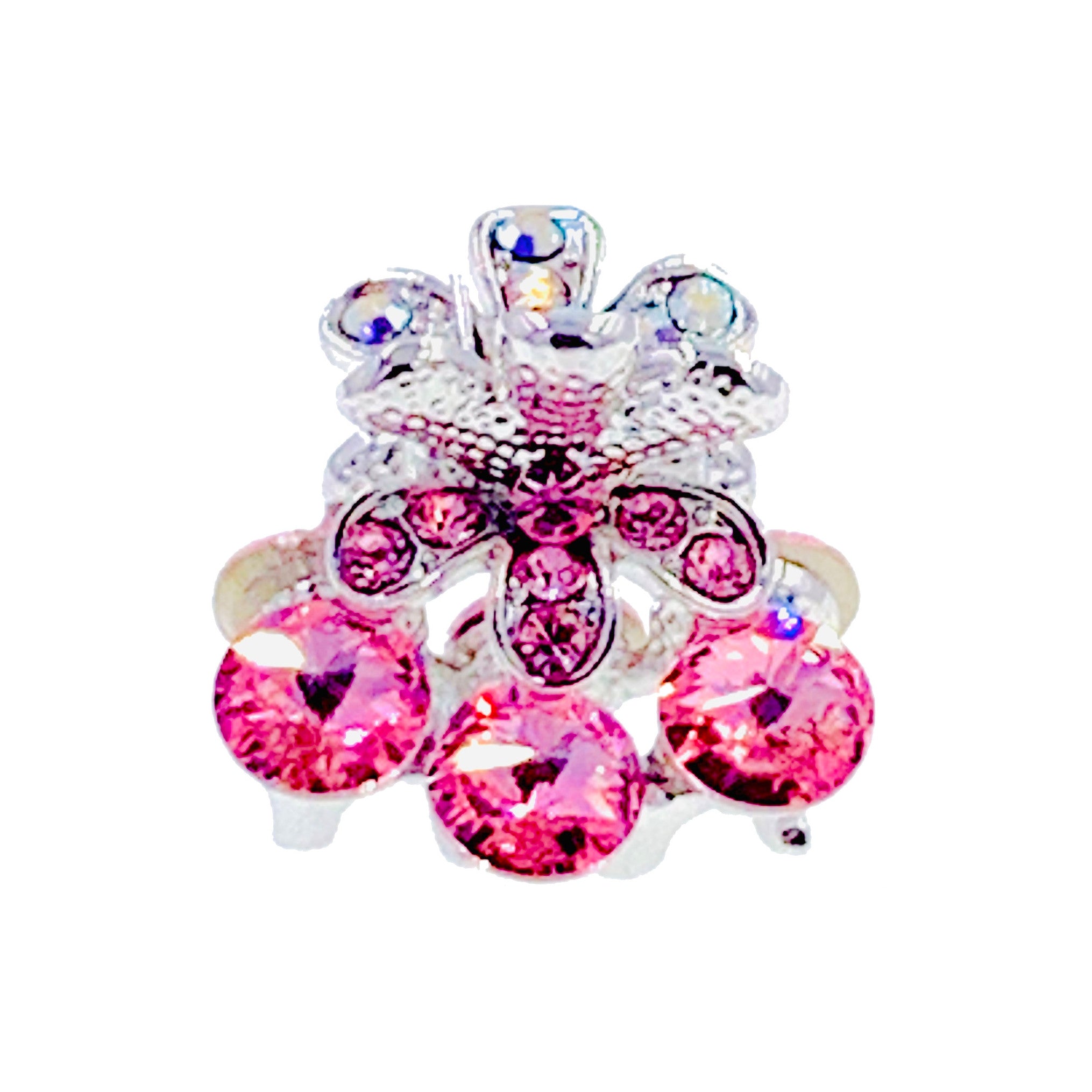 Jonquil Flower Hair Claw Clip - Silver Base Cubic Zirconia CZ Crystal Hair Clip in Clear, Purple, Blue, Pink & Amber | Elegant Hair Accessory for Women, Bridal, Prom & Special Occasions