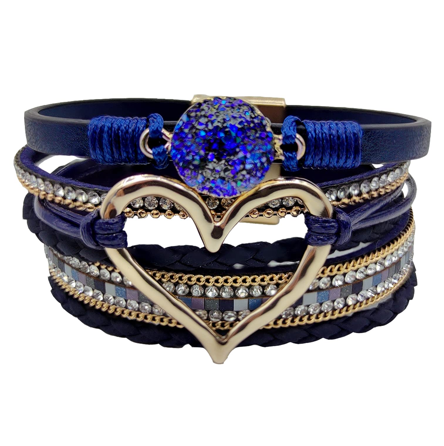 XLCTT Magnetic Clasp Boho Wrap Bracelets - Leather Cuff Bangle Beaded Bracelets for Women, Stackable Infinity Jewelry - Perfect for Casual Wear, Layering & Boho Fashion Accessories