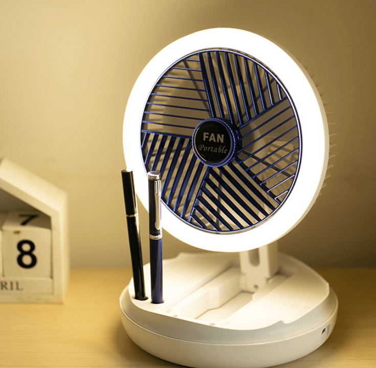 4 in 1 Foldable Portable Fan - USB Rechargeable, 3 Speed Settings, Quiet Personal Cooling Fan for Home, Office, Travel, Camping & Outdoor Activities