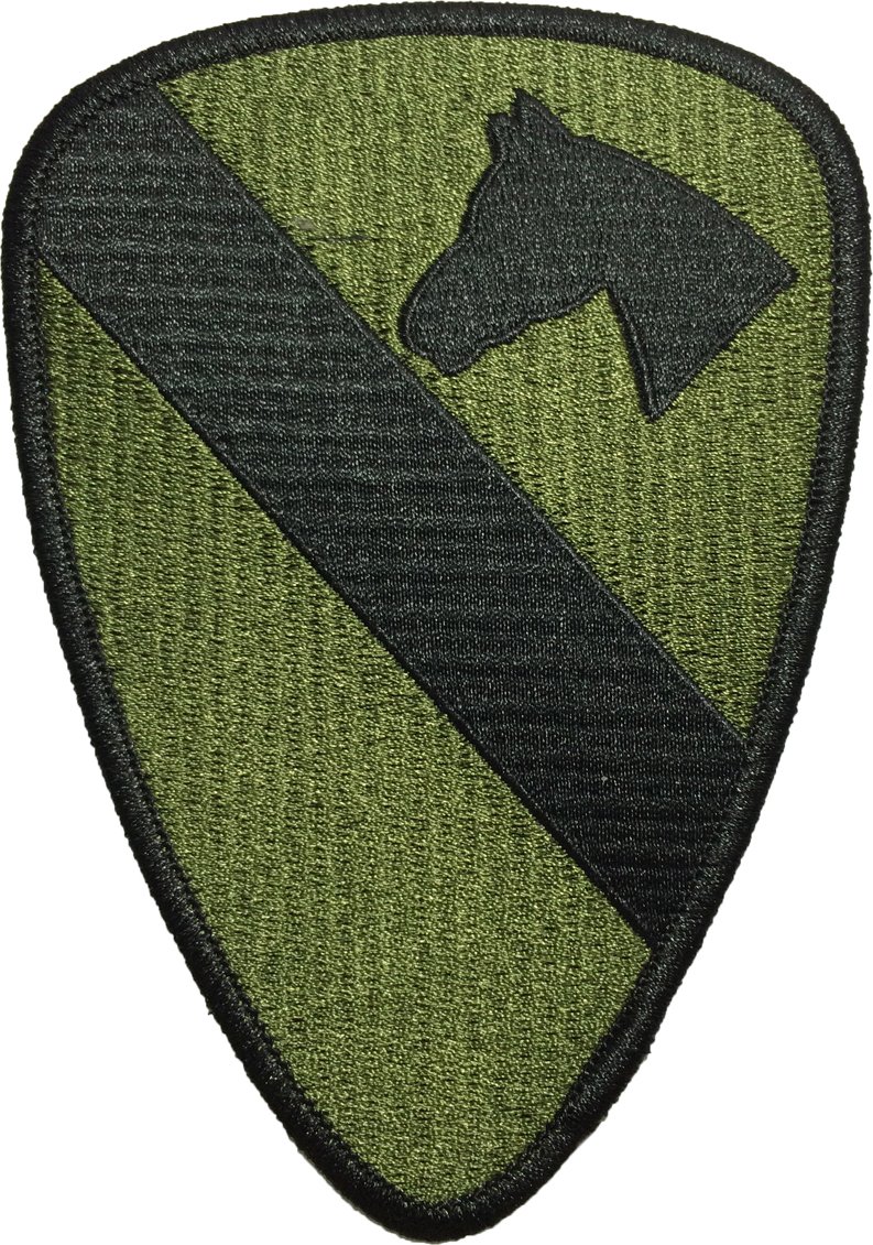 1st Cavalry Division US Army Iron-On Embroidered Patch - Olive Drab OD | Military Uniform & Tactical Gear Accessory | Perfect for Jackets, Hats, Backpacks & Military Collectors (IRON-1ST-CAVA-OD)