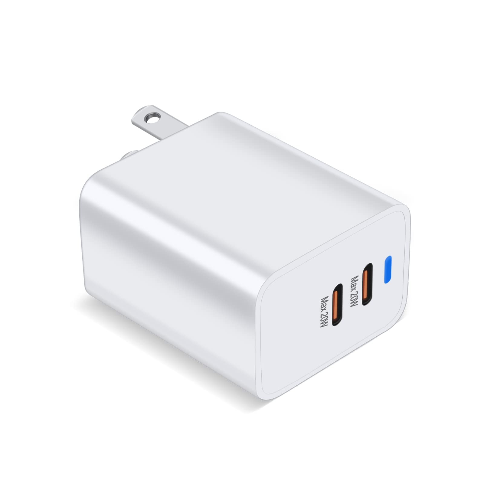 40W Dual Port USB C Fast Charger - 20W PD Wall Charger for iPhone 13/12/11 Pro Max/Mini, iPad, Samsung Galaxy S22 Ultra/S22+/Note 20, Android Phones - Compact Travel Charger for Home, Office & Car (Cable Not Included)