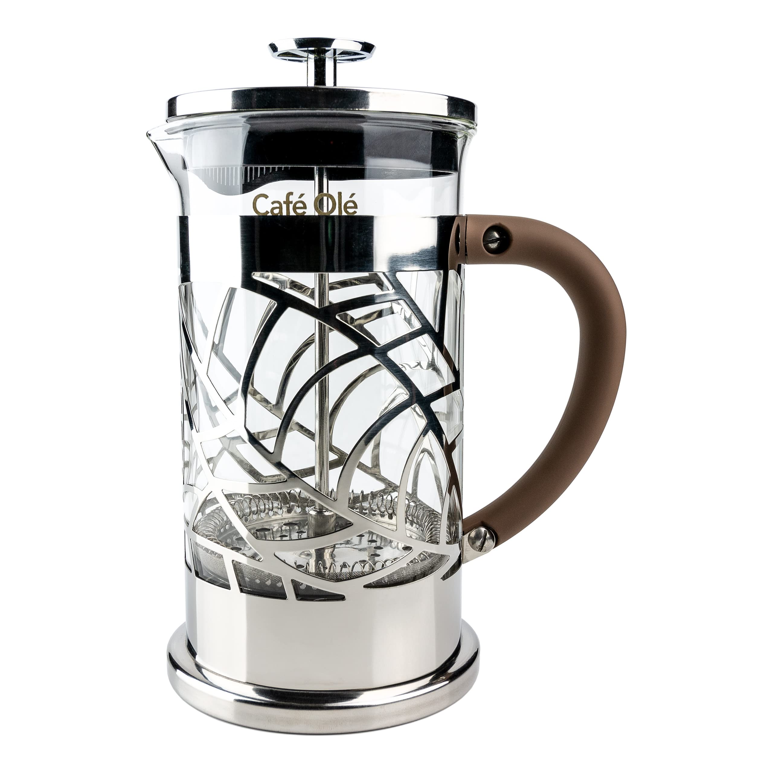 Floral French Press Coffee Maker - 3 Cup (350ml) Stainless Steel Cafetière for 1 Person | Perfect for Home, Office & Travel | 18/10 Stainless Steel Filter Coffee Brewer