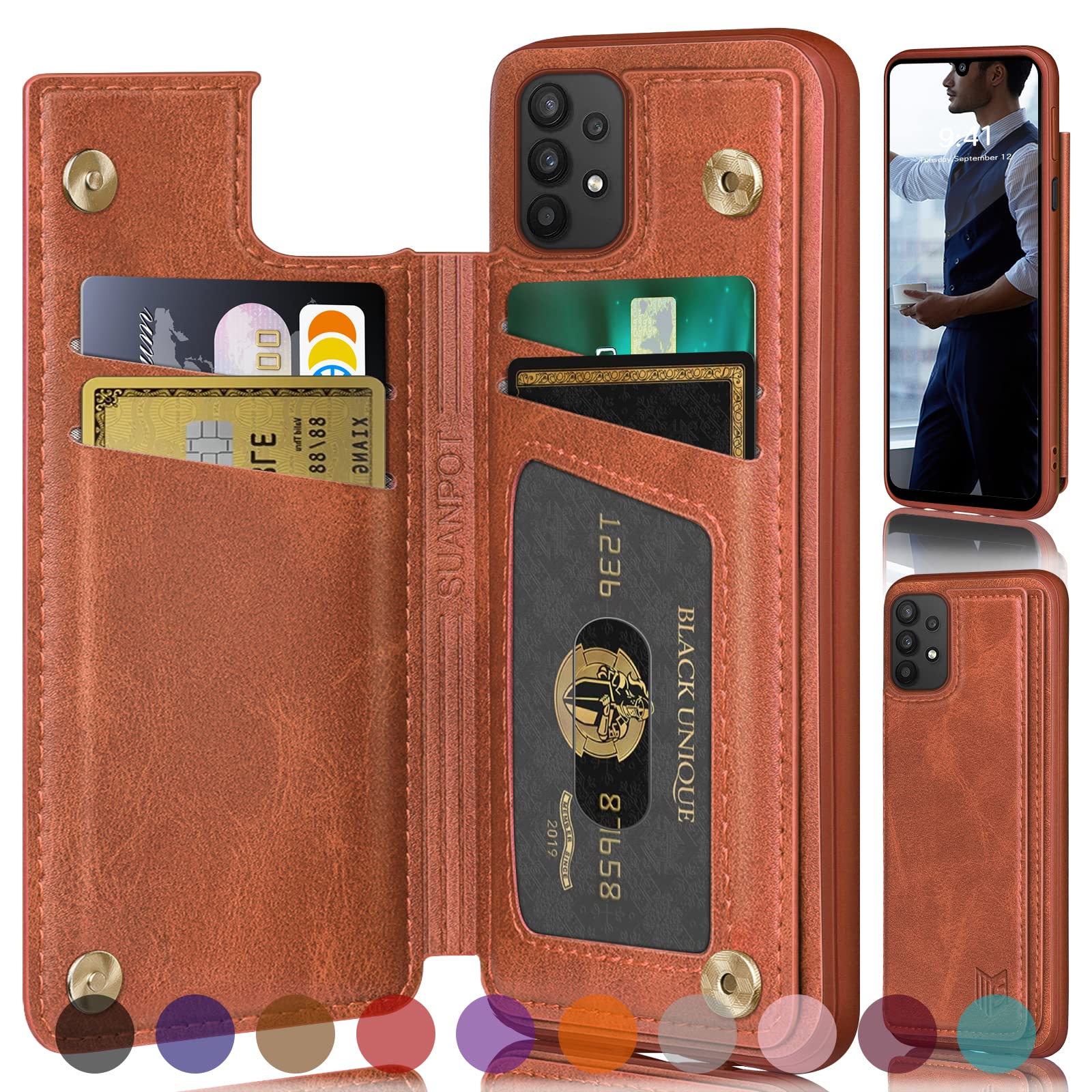 RFID Blocking Samsung Galaxy A32 5G Wallet Case - PU Leather Flip Cover with Card Holder for Women & Men, Perfect for Travel & Daily Use