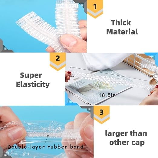 Waterproof Disposable Shower Caps for Women & Men - 50 Pack Extra Large Thick Reusable Hair Caps for Bathing, Spa, Hotel, Salon & Home Use - Ideal for Swimming, Travel, Hair Dye Protection & Daily Shower
