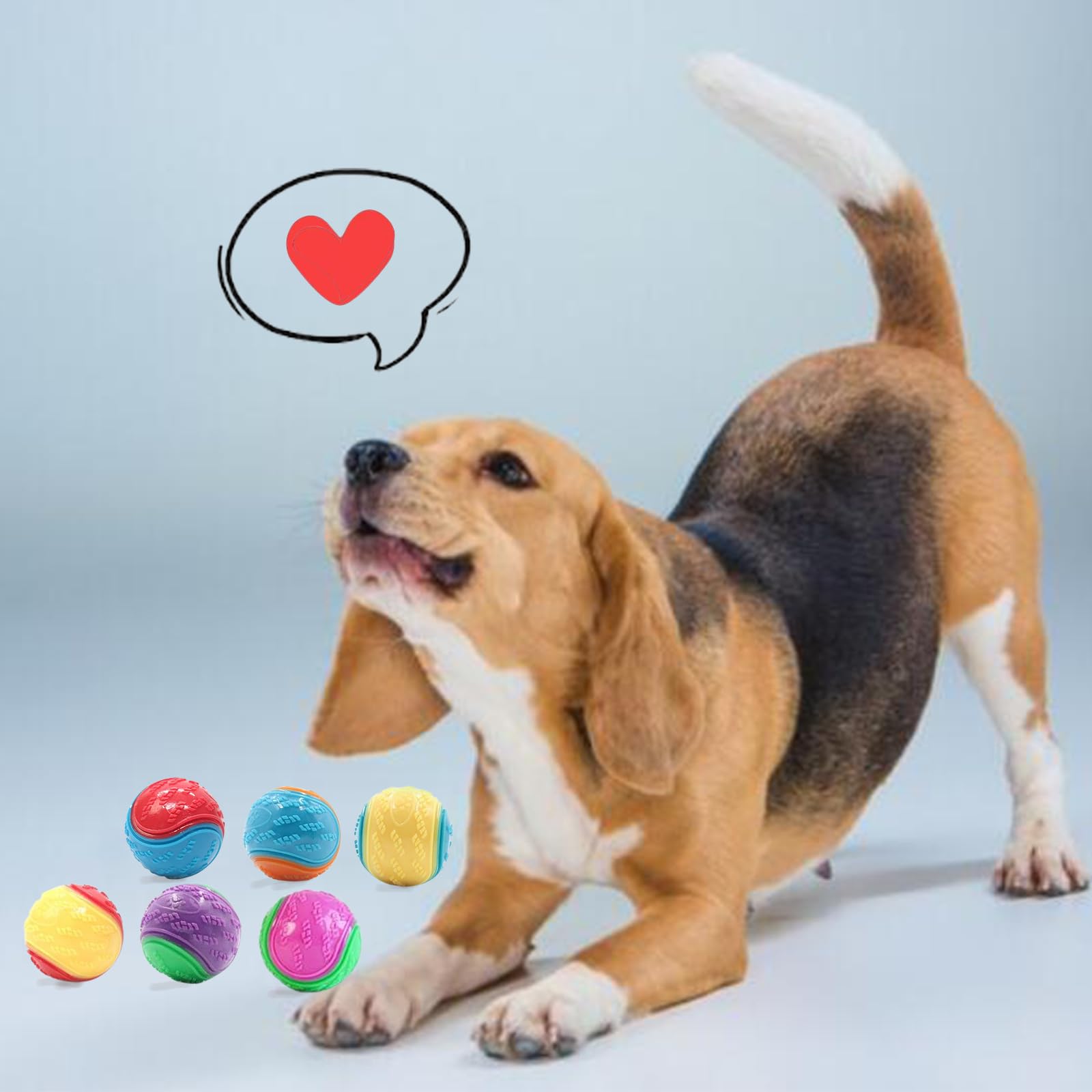Irunfast 6 Pack Dog Chew Toys - Durable Squeaky Balls for Puppy Teeth Cleaning, Interactive Pet Training & Playtime | Indestructible Dog Ball for Fetch, Tug of War & Outdoor Activities