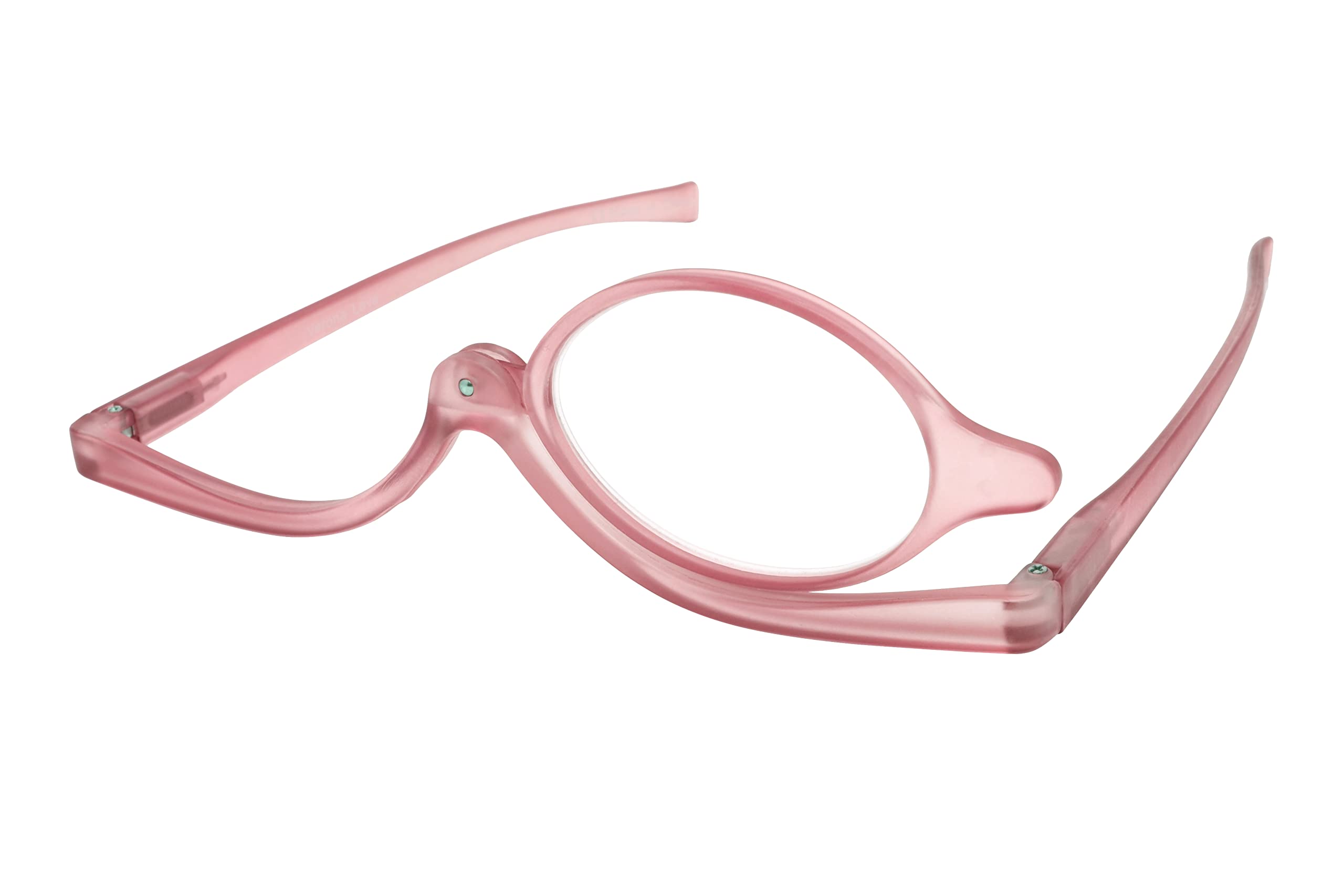 Magnifying Makeup Glasses with Swivel Single Lens - Pink Cosmetic Eyeglasses for Precise Makeup Application | Perfect for Eyebrow Shaping, Eyeliner & False Eyelash Application at Home or Salon