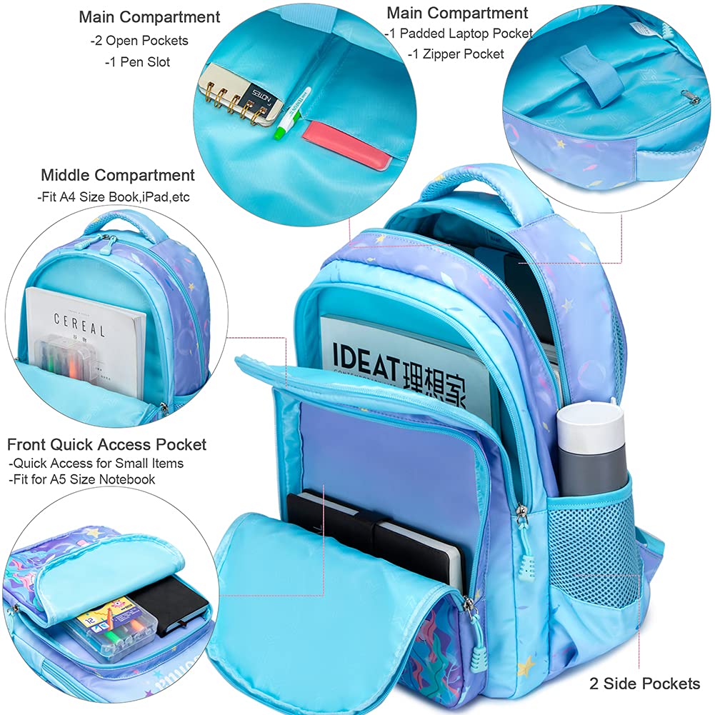 Meisohua Unicorn Girls School Backpack Set - Lightweight Kids Bookbag for Elementary & Middle School - Cute Daypack for School, Travel & Everyday Use