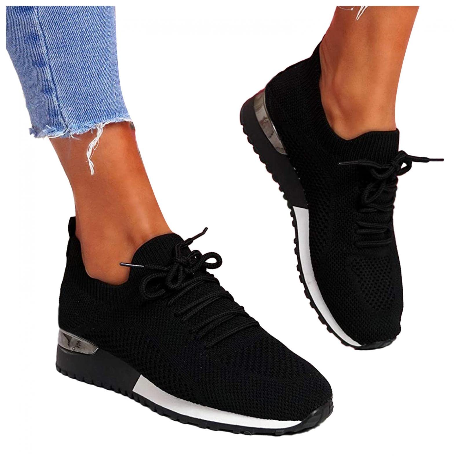 Xudanell Women's Platform Sneakers - Breathable Mesh Walking & Running Shoes for Women - Lightweight Workout Shoes for Gym, Jogging & Casual Wear