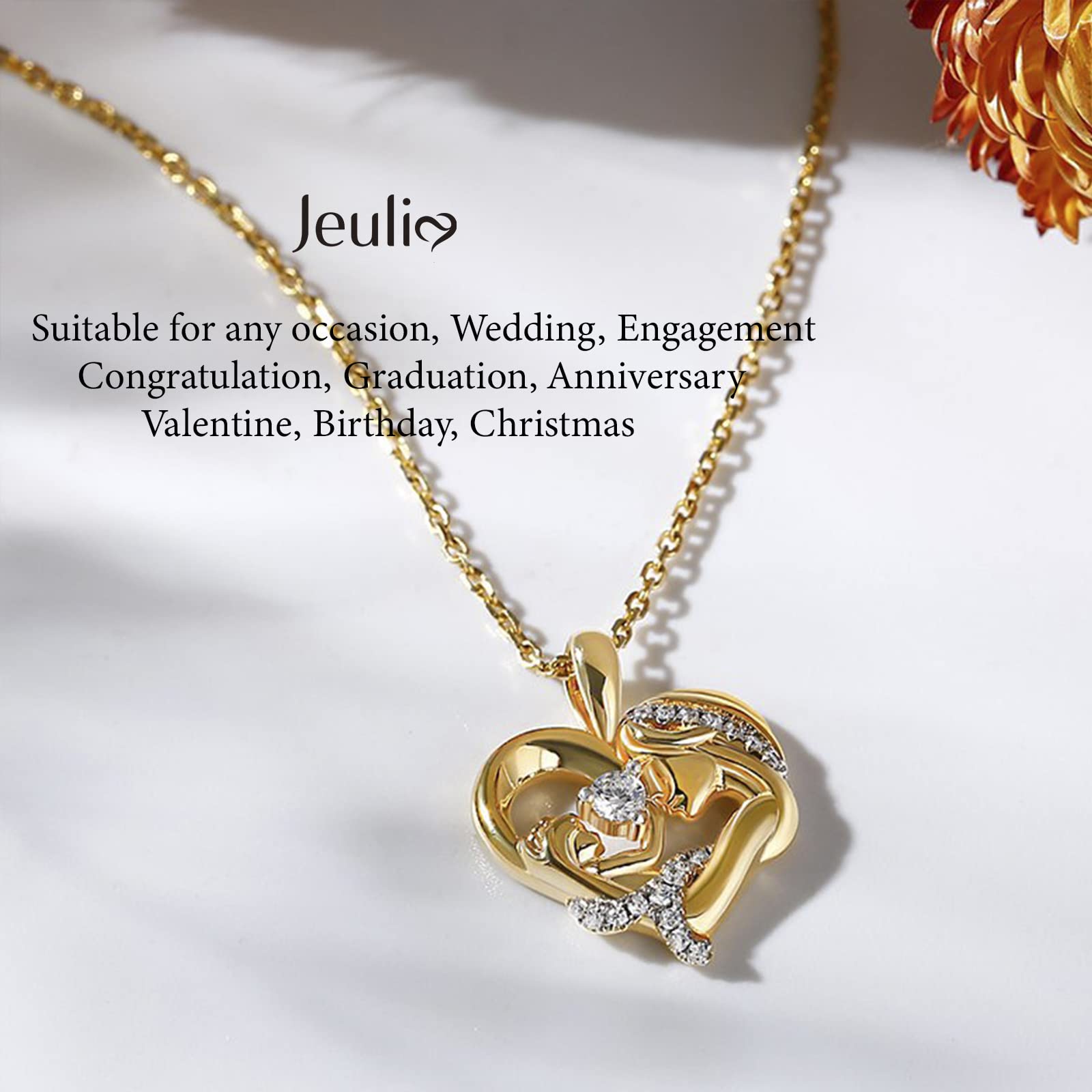 Jeulia Sterling Silver Love Heart Birthstone Necklace for Women - Personalized Pendant Jewelry Gift for Birthday, Mother's Day, Valentine's (Sister, Wife, Girlfriend) with Gift Box | Perfect for Anniversaries, Romantic Occasions & Everyday Wear