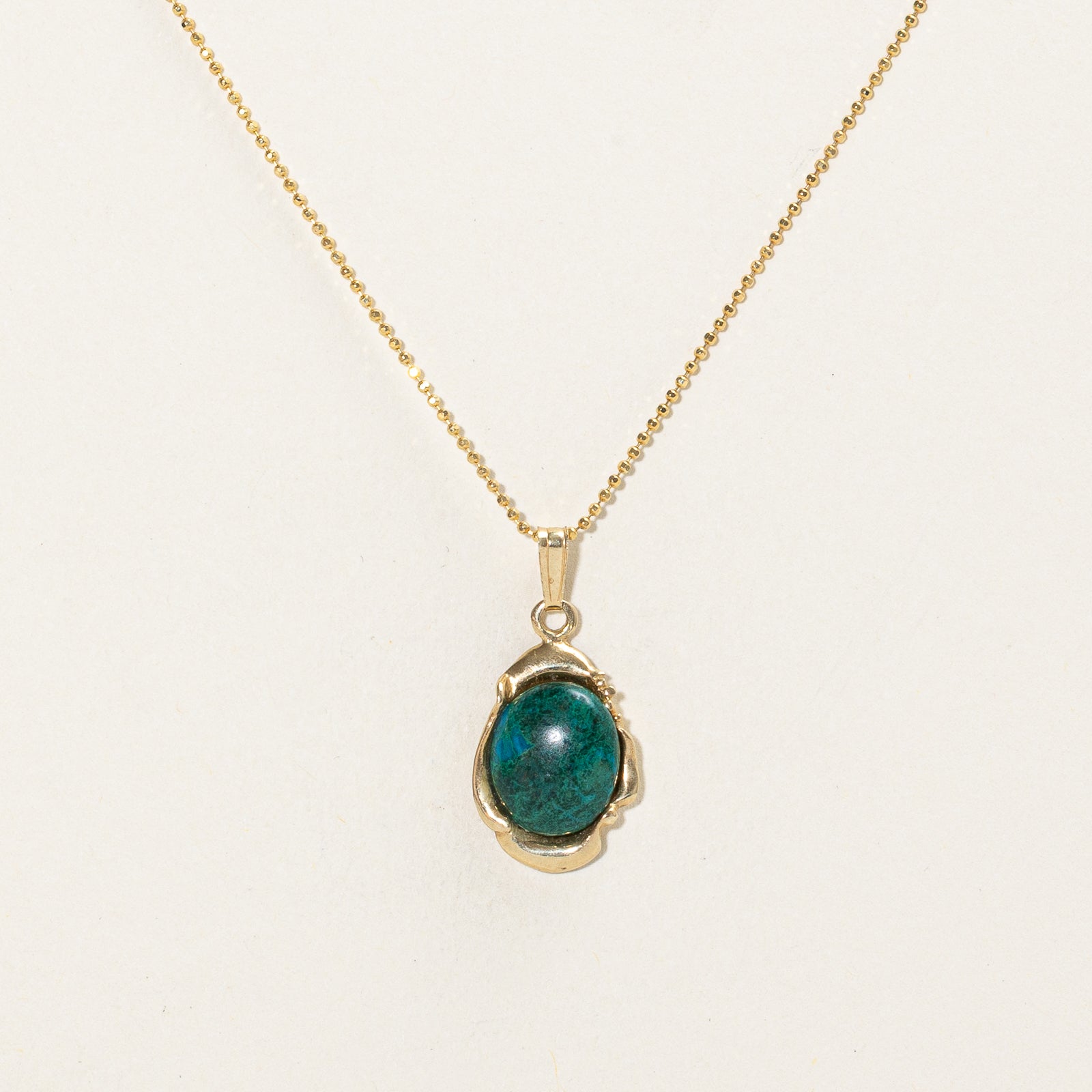 14K Gold Chrysocolla Pendant Necklace for Women | 2.55 Carat Natural Gemstone Jewelry | Elegant Gift for Birthday, Anniversary & Special Occasions