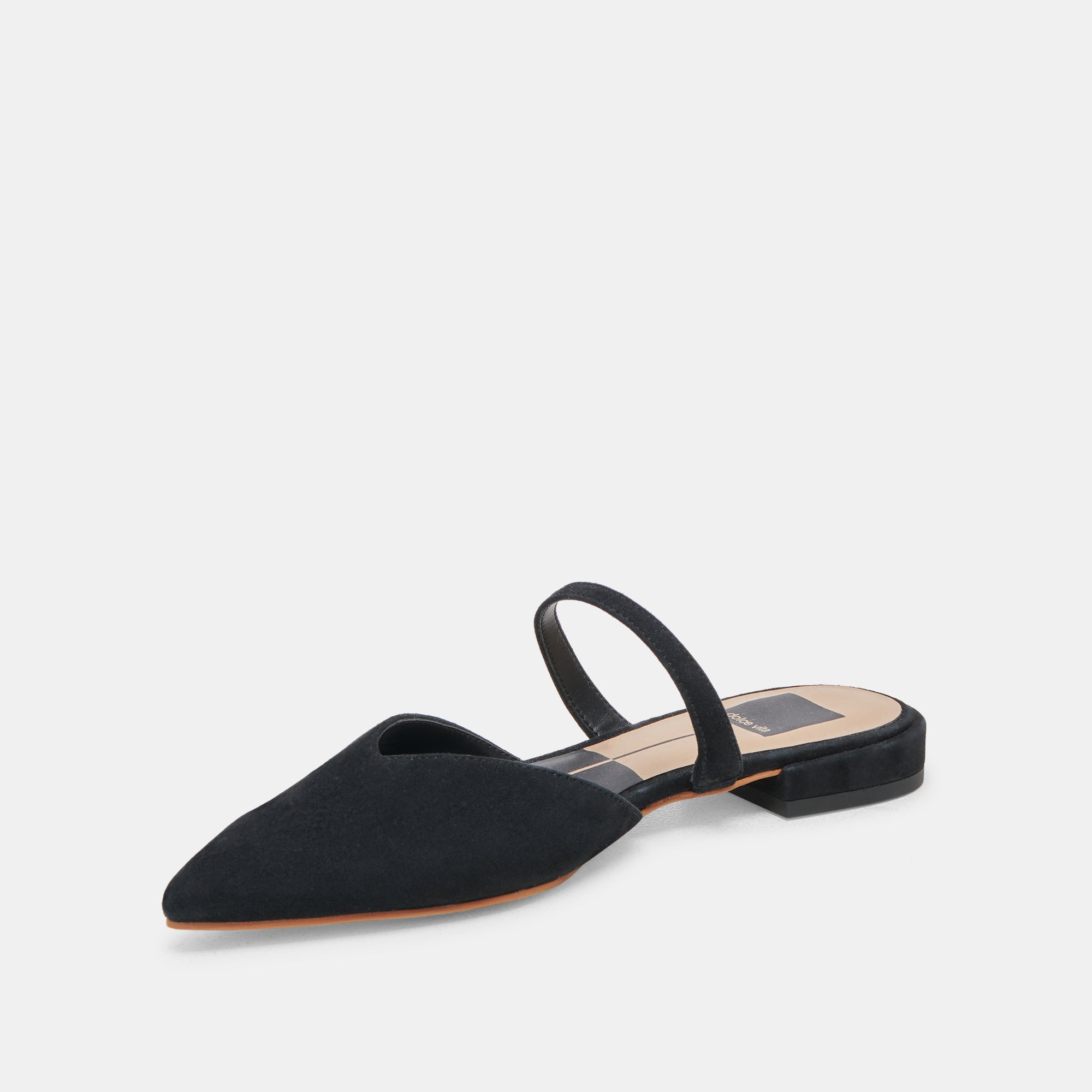 KANIKA Women's Wide Width Suede Flats - Comfortable Onyx Black Slip-On Shoes for Work, Travel & Casual Wear