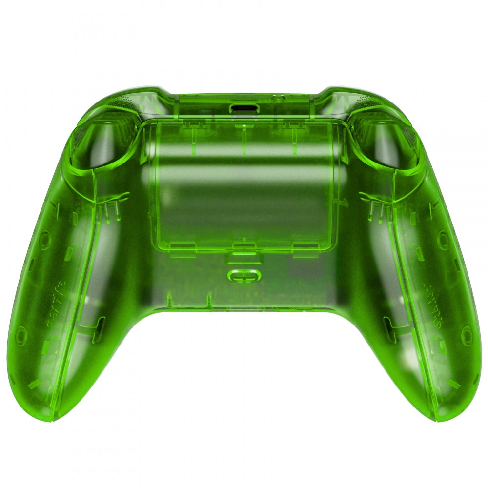 eXtremeRate Transparent Green Full Housing Shell Case with Buttons for Xbox Series X/S Controller - Custom Replacement Side Rails, Front & Back Plate Cover for Xbox Series X & S | Perfect for Gaming, Modding & DIY Enthusiasts
