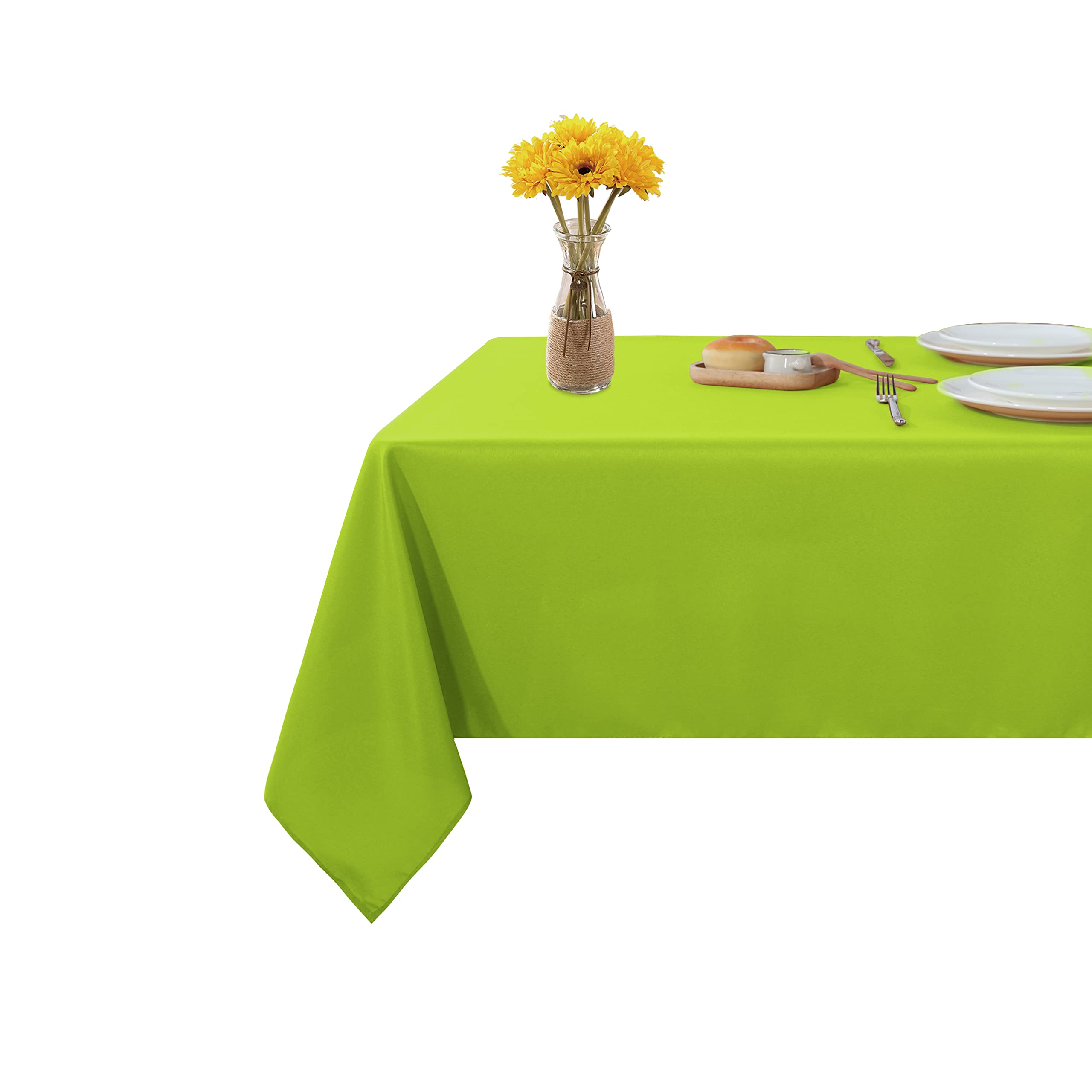 Stain & Wrinkle Resistant 54x54 Inch Rectangle Tablecloth - Washable Polyester Dining Table Cover for Buffet, Parties, Camping (Apple Green) | Perfect for Outdoor Picnics, Holiday Dinners & Restaurant Decor