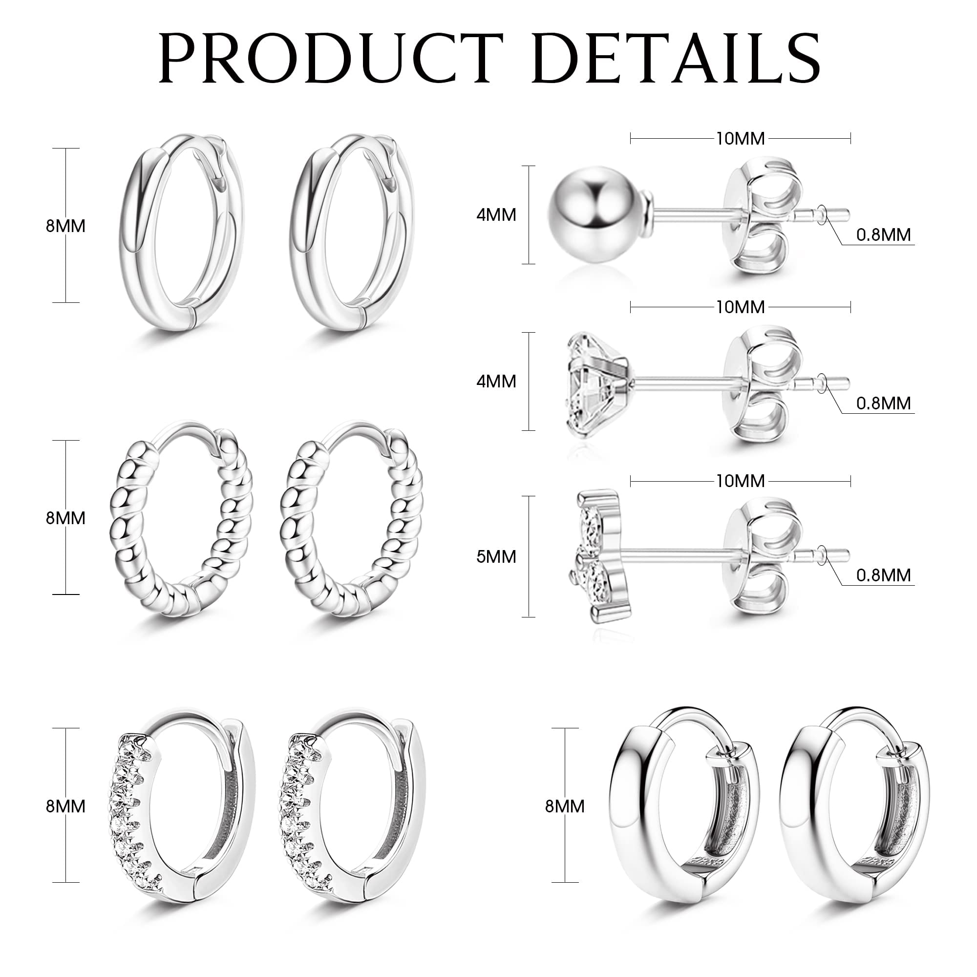 14K Gold Plated Huggie Hoop Earrings for Women - Tiny CZ Ball Stud Earrings Set, Hypoallergenic Cartilage Earrings (Multiple Pack) | Perfect for Everyday Wear, Parties & Gift Giving
