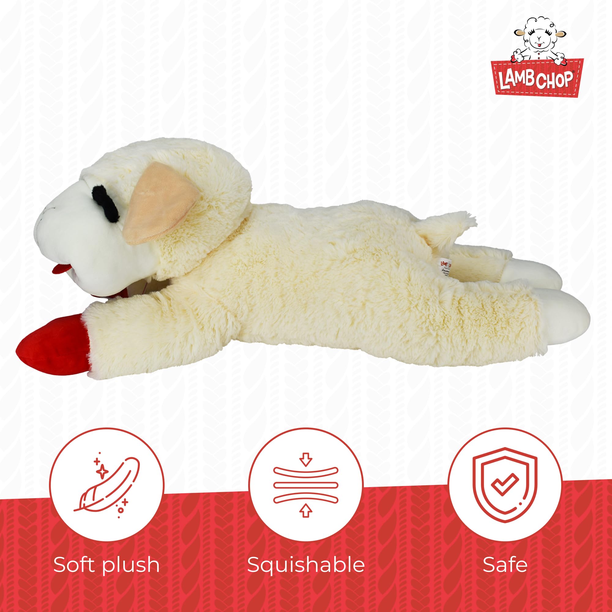 Multipet Lamb Chop Squeaky Dog Toy - Extra Soft Plush Stuffed Animal for Large Dogs - 24