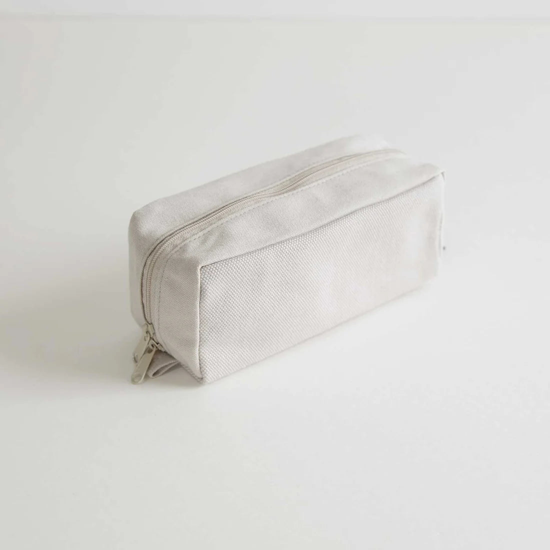 Premium Japanese Kurashiki Hampu Canvas Pouch - Medium Size (Grayish White) | Durable Cotton Storage Bag for Travel, Makeup, Stationery & Everyday Essentials