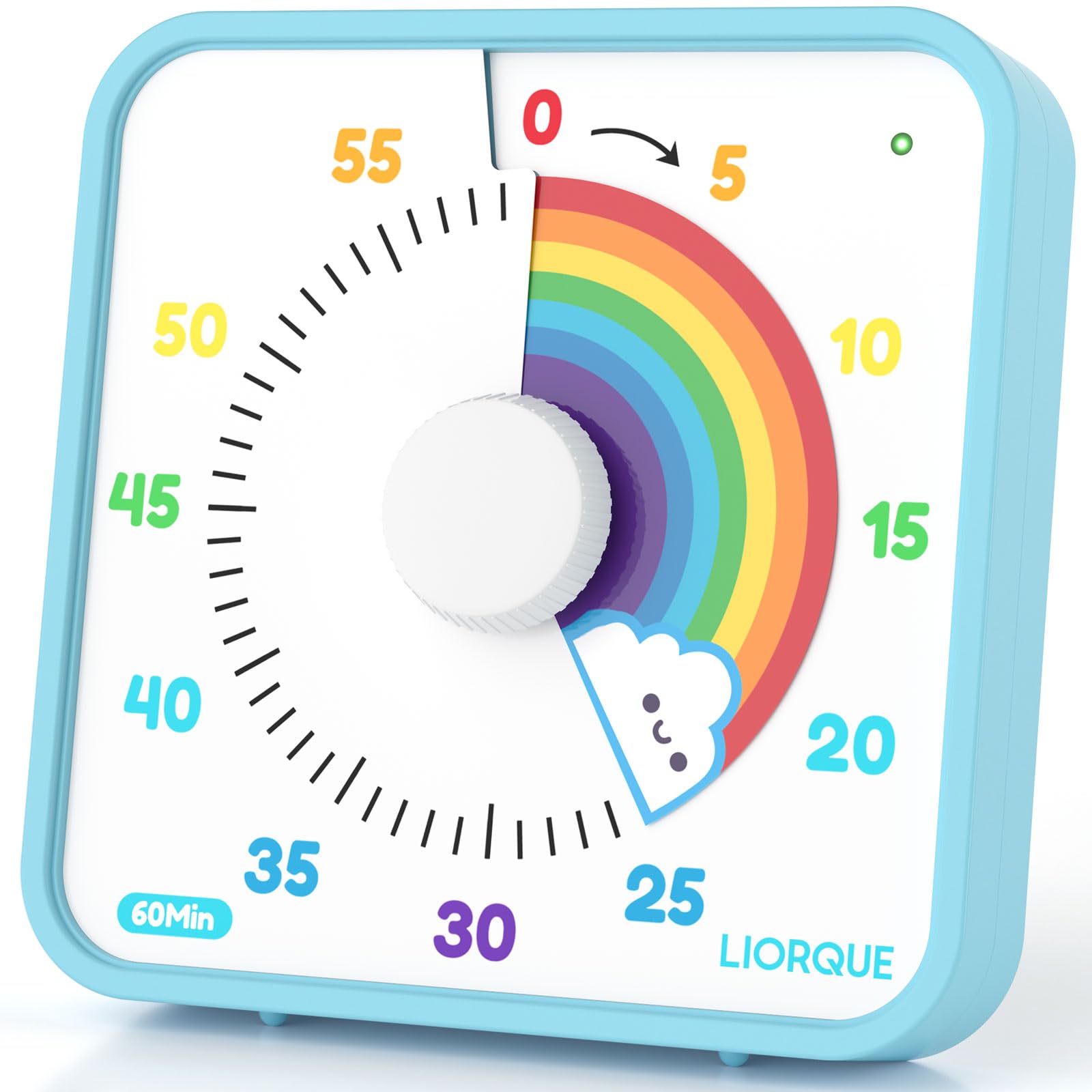 LIORQUE 60 Minute Visual Timer for Kids & Adults - Silent 7.5