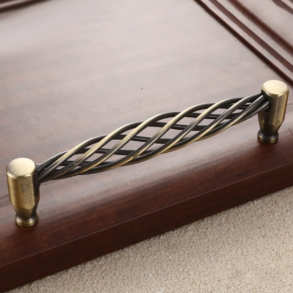 2 Pack Vintage Birdcage Cabinet Pulls - Matte Black Bronze Metal Oval Nest Twist Kitchen Cupboard Handles - Retro Drawer Hardware (160mm) for Farmhouse, Shabby Chic & Victorian Style Cabinets