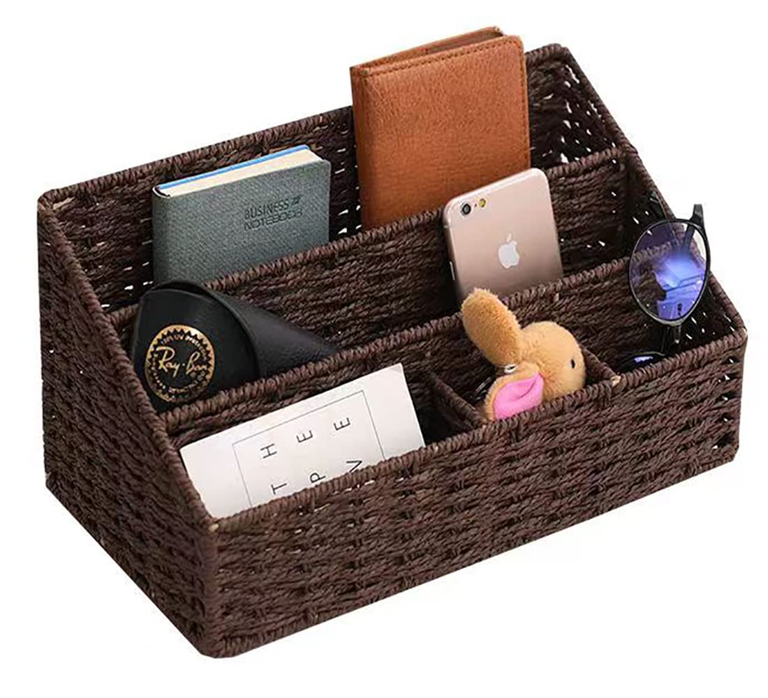 Wooden Desk Organizer & Mail Sorter - Dark Brown Countertop Organizer for Bills, Magazines, Office Supplies | Perfect for Home Office, Workspace & Mail Organization