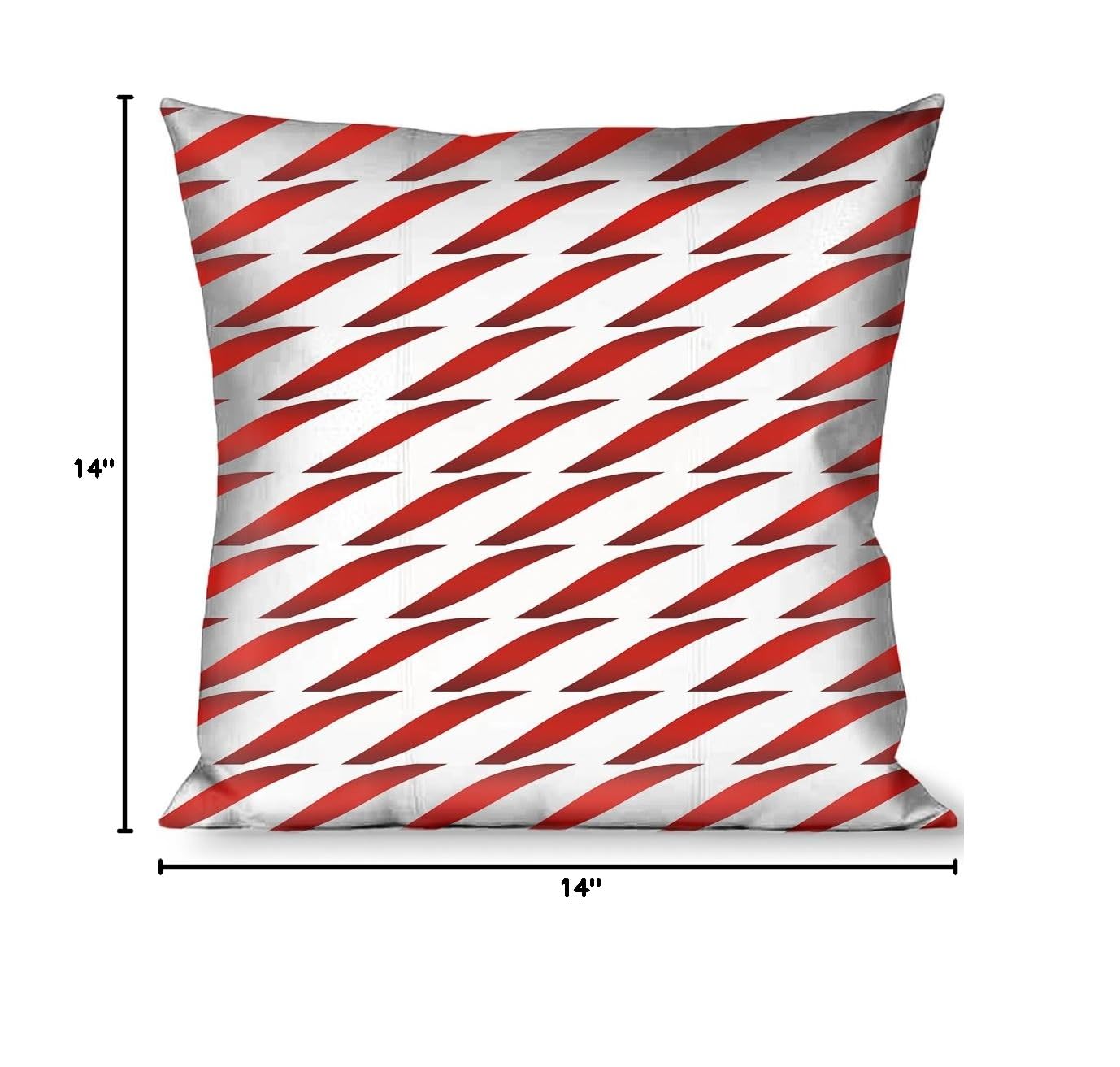 Christmas Candy Cane Decorative Throw Pillow Cover - Holiday Home Decor for Sofa, Bed & Couch (Red & White Striped)