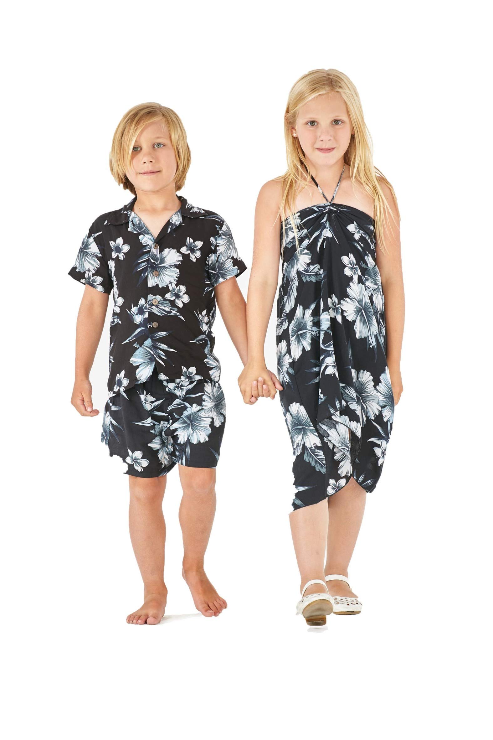 **Matching Hawaiian Luau Outfits for Siblings - Boys & Girls Tropical Shirts & Dresses in Various Patterns - Perfect for Family Vacations, Beach Parties & Themed Events**