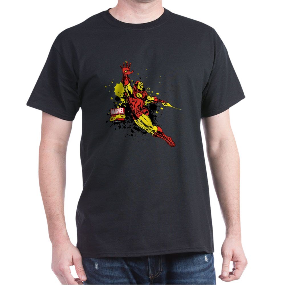 Iron Man Graphic T-Shirt for Men - Superhero Paint Splotch Design - Cool Superhero Tee for Casual Wear, Cosplay & Marvel Fan Gifts