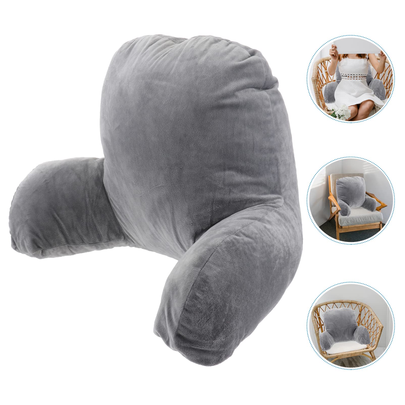 Plush Reading Pillow with Support Arms - Backrest Cushion for Adults, Bed Rest Pillow for Sitting Up in Bed, Lumbar Support for Reading, Watching TV & Relaxing - Perfect for Home, Office & Travel Use