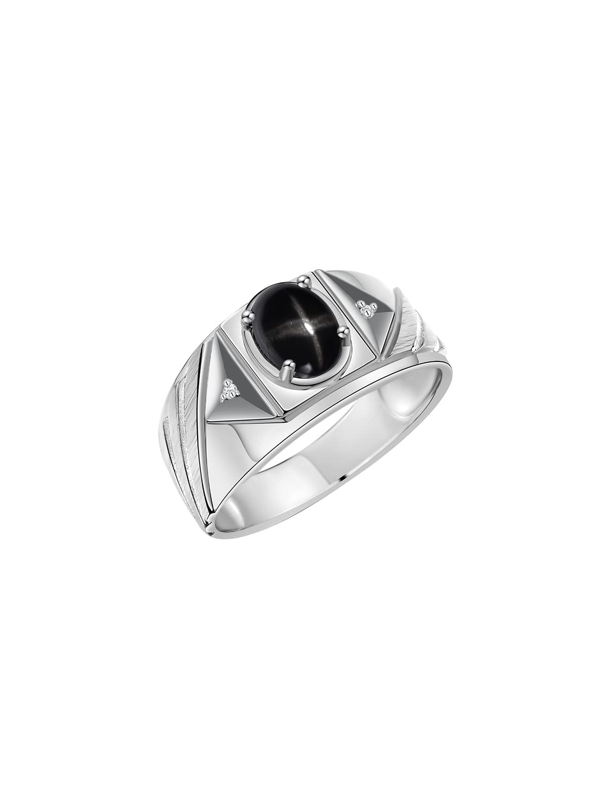 Rylos Men's Sterling Silver Designer Rings - Classic 8x6MM Oval Gemstone & Diamond Accents Birthstone Rings (Sizes 8-13) | Perfect for Weddings, Anniversaries & Gifts