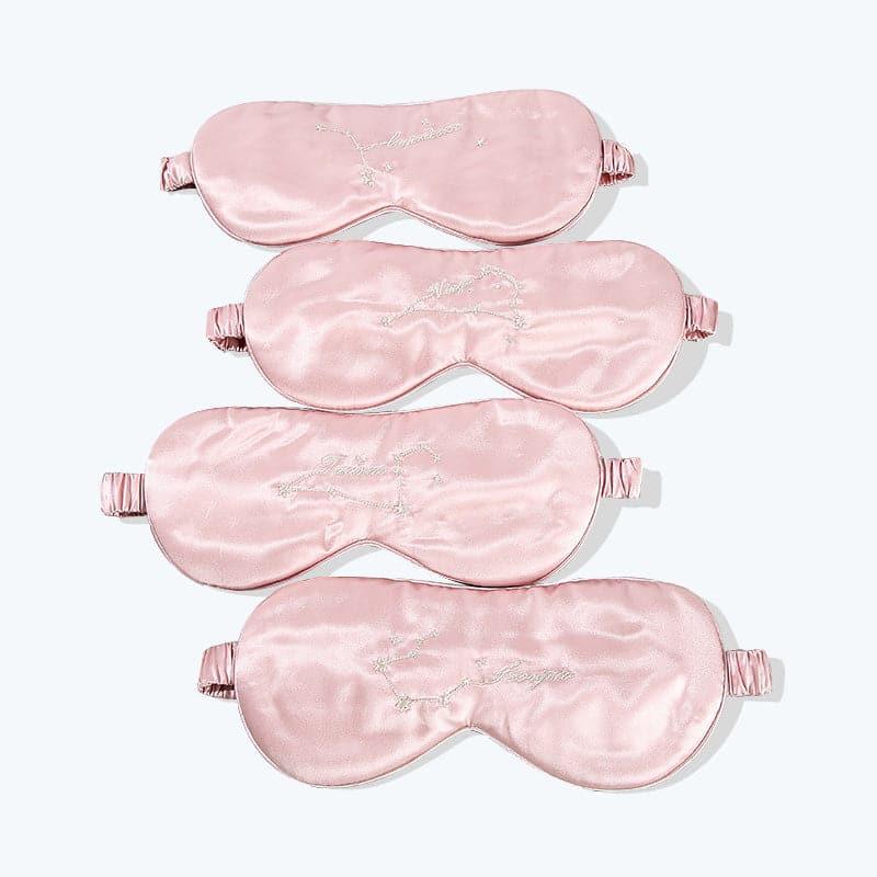 12 Constellation Pink Silk Sleep Mask 22 Momme - Soft & Breathable Eye Mask for Women, Perfect for Travel, Meditation & Nighttime Relaxation