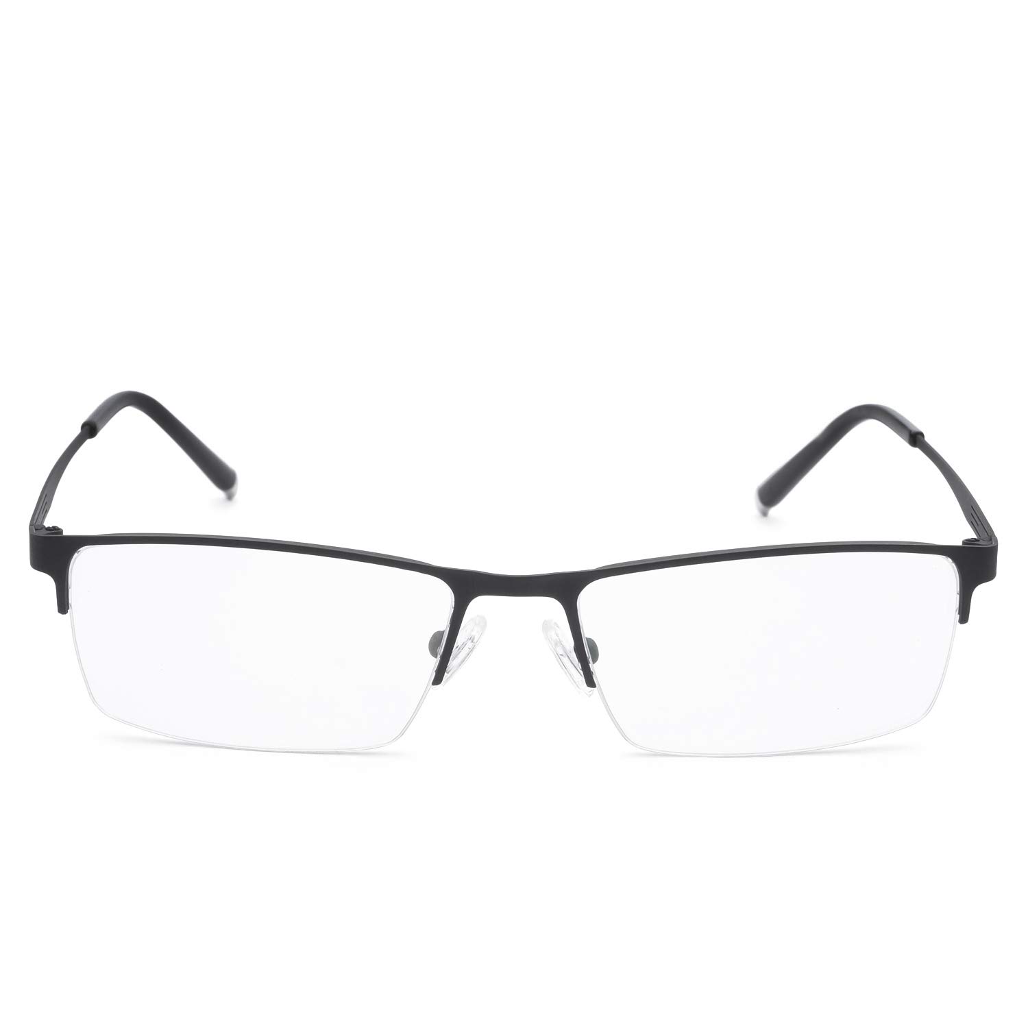 Fuisetaea Half Frame Computer Reading Glasses - Titanium Alloy Anti Blue Light Readers for Men & Women - Perfect for Office Work, Screen Time & Digital Eye Strain Relief