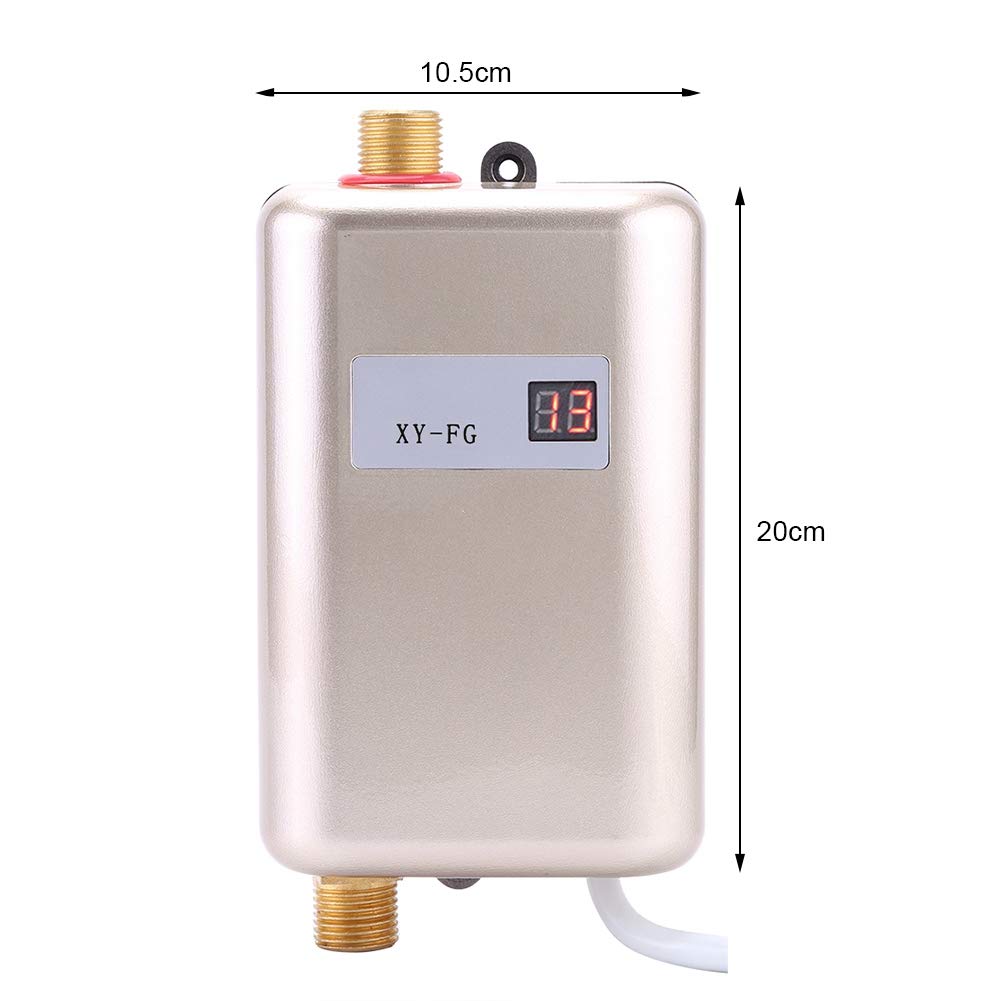 220V 3800W Instant Tankless Electric Water Heater - Mini Hot Water System for Bathroom, Kitchen & Washing - Fast Heating, Energy Efficient (Golden) - Perfect for Small Homes, Apartments & RVs