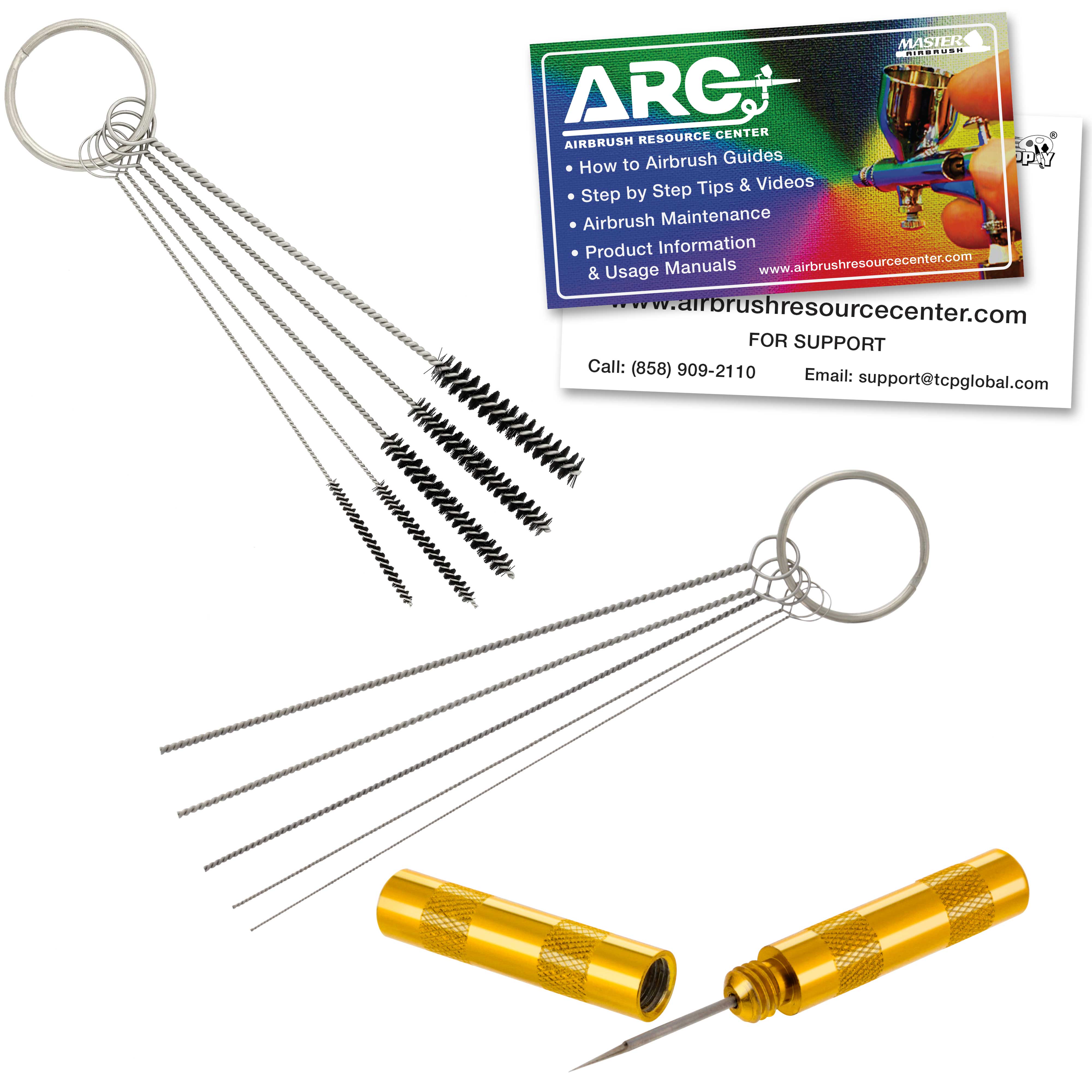 Master Airbrush 12-Piece Airbrush Cleaning Kit with 5 Cleaning Needles, 5 Brushes & Wash Needle - Complete Airbrush Maintenance Set for Hobbyists & Artists - Perfect for Model Painting, Cake Decorating & Tattoo Equipment Care