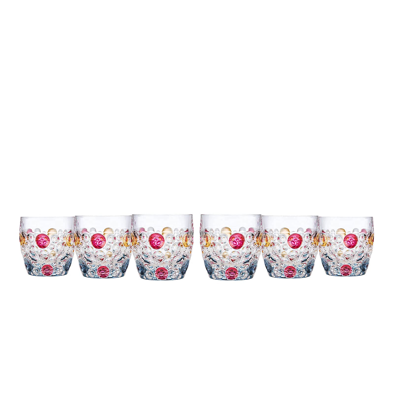 Handcrafted Bohemian Crystal Drinking Glasses - 10 Oz Set of 6, Modern Lisboa Collection, Elegant DOF Glassware for Wine, Cocktails & Home Decor