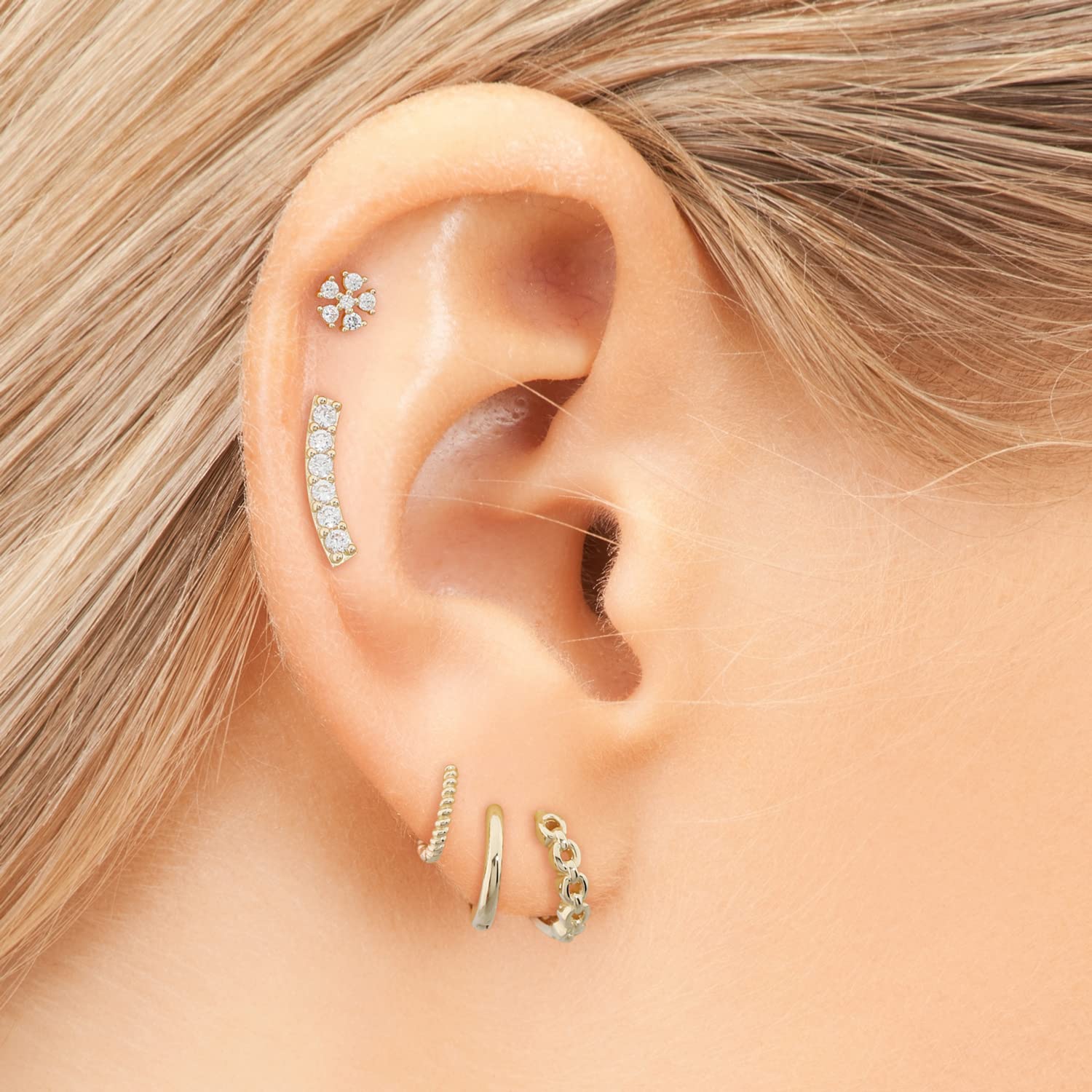 14K Solid Gold Huggie Hoop Earrings for Women - 11mm Small Cuff Earrings - Perfect for Everyday Wear, Gifts & Special Occasions