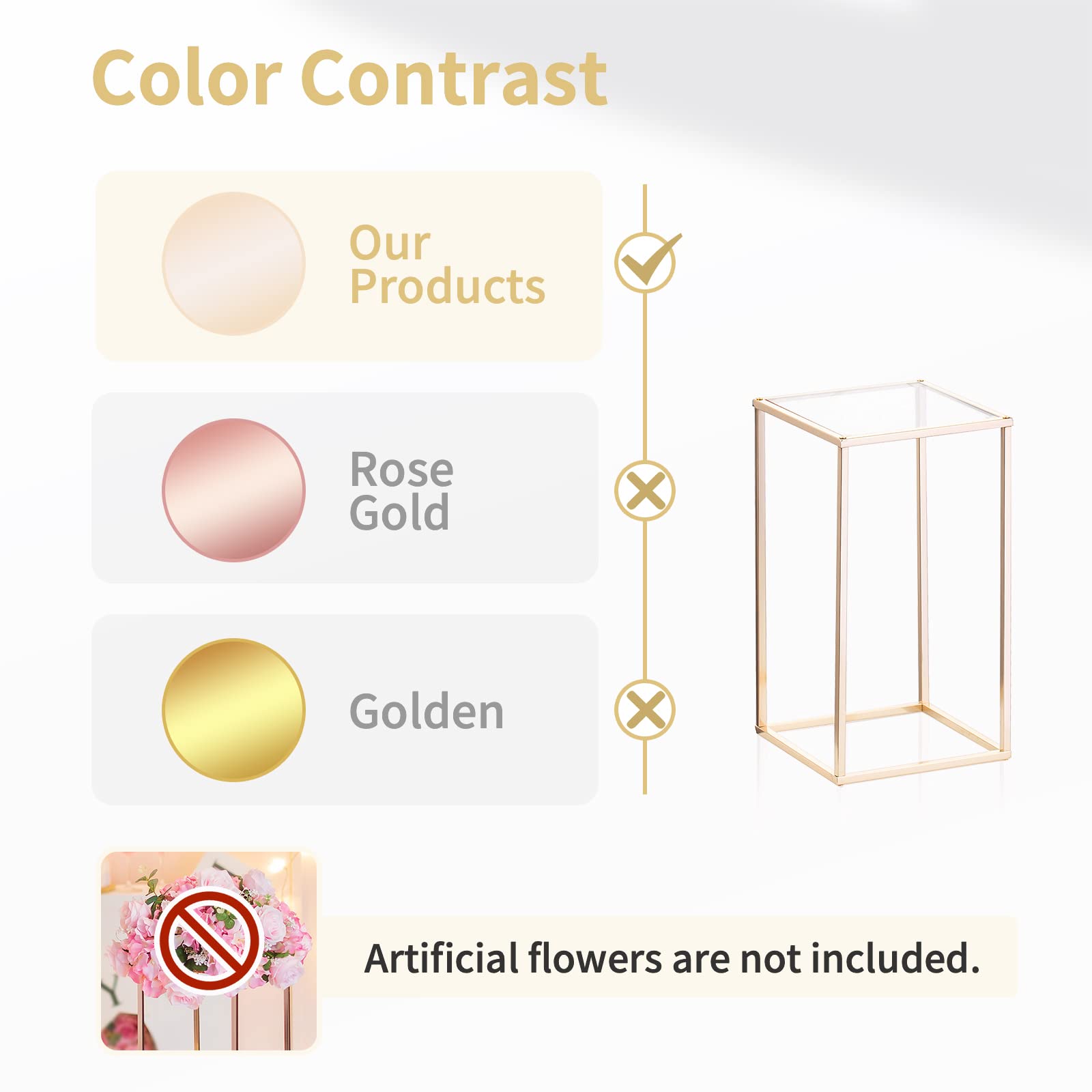 10-Pack Nuptio 15.75 Inch Tall Gold Wedding Vases with Acrylic Panels - Elegant Floral Centerpieces for Wedding Tables, Home Decor, Party & Event Decorations - Perfect for Weddings, Anniversaries, and Special Occasions