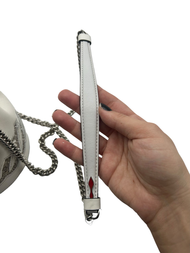 Christian Louboutin Marie Jane Crossbody Bucket Bag for Women - Luxury Leather Shoulder Bag with Gold-Tone Hardware, Perfect for Date Night & Evening Events