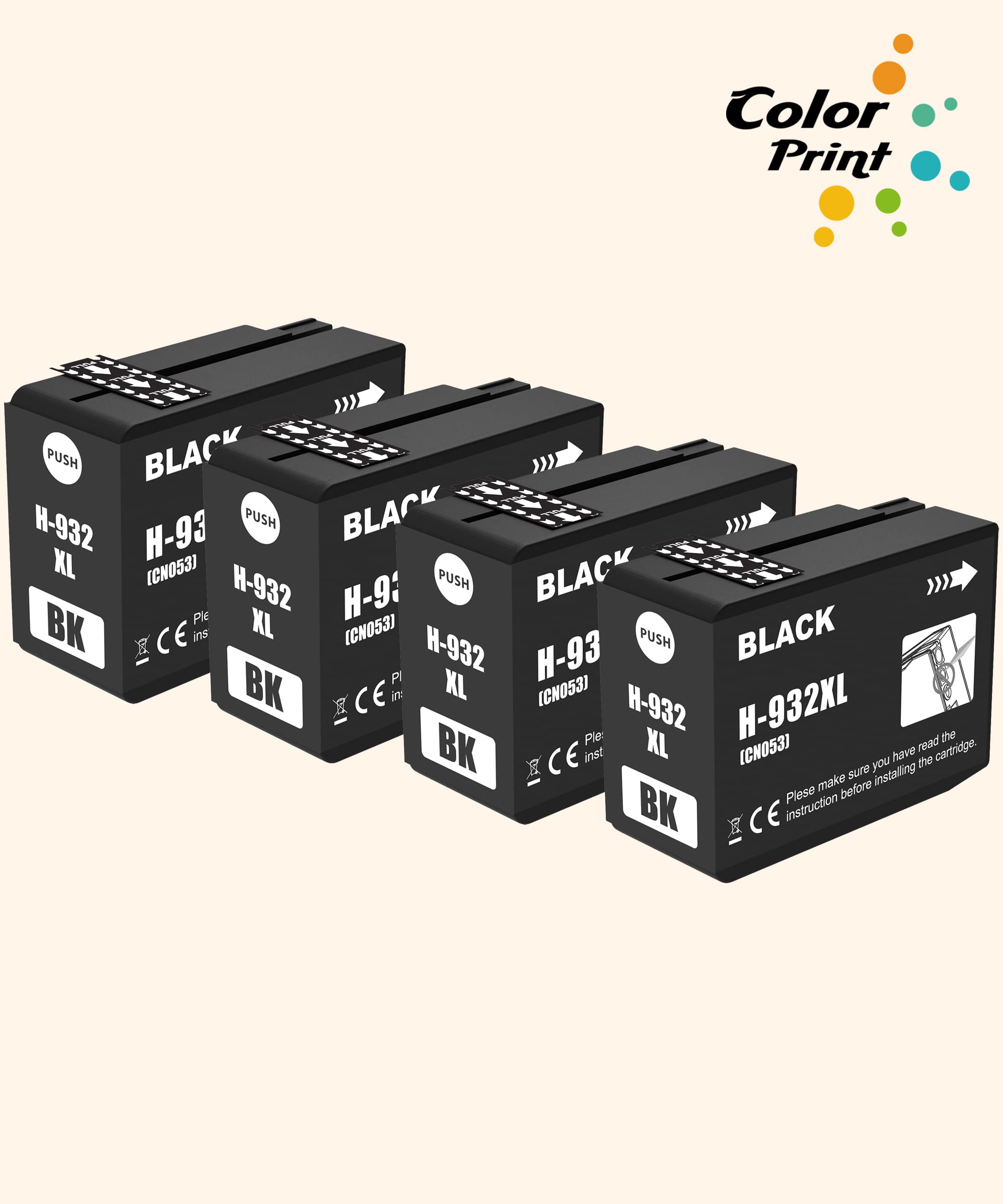 4-Pack HP 932XL/933XL Black High Yield Ink Cartridges - Compatible with OfficeJet 6600 6700 7612 6100 7610 7110 7620 7510 Printers - Perfect for Home Office, School Projects & Small Business Printing Needs