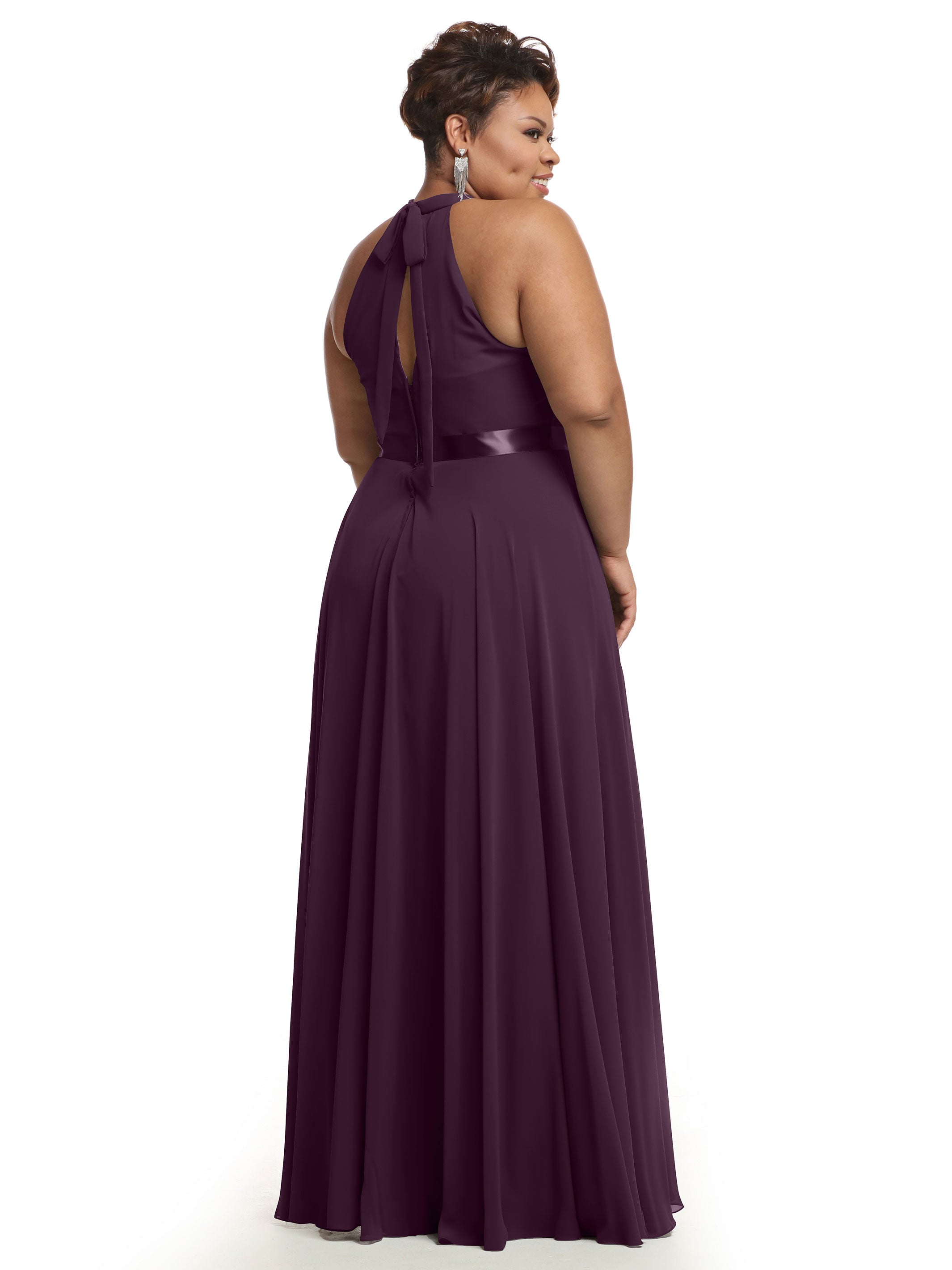 Elegant A-Line Chiffon Bridesmaid Dress with Halter Neckline - Perfect for Weddings, Formal Events & Special Occasions