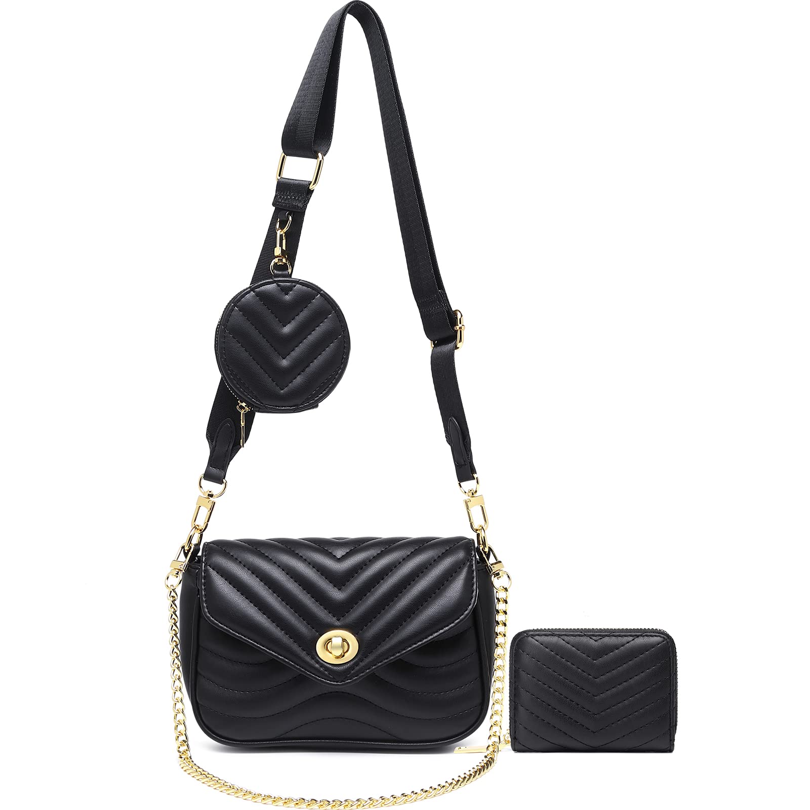 JEEHAN Quilted Crossbody Bag for Women - Stylish Designer Shoulder Handbag Small Purse for Everyday Use, Travel & Shopping